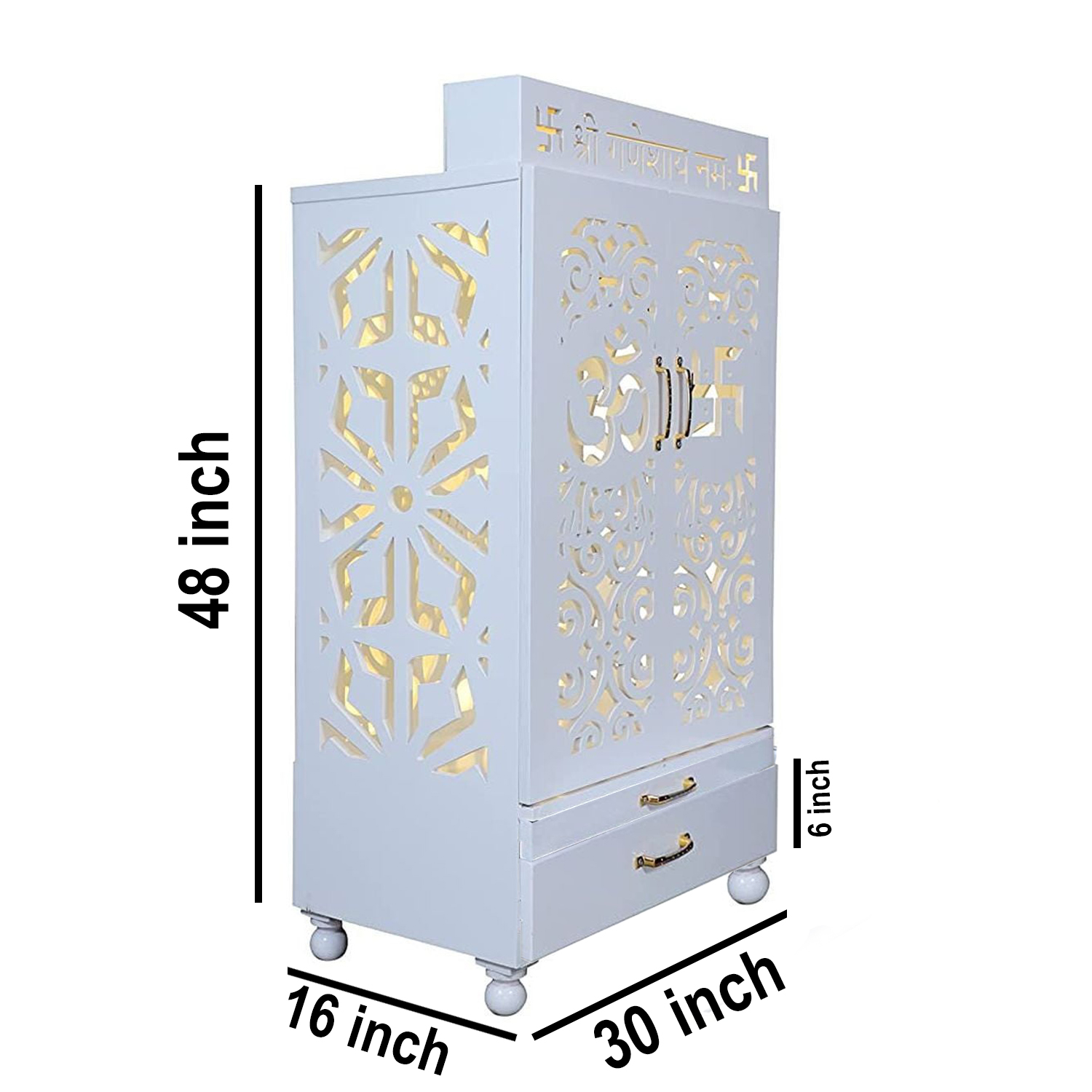 The Temple hub Wooden Temple | White Door Mandir With LED Light Puja Mandir For Home & Office Decor - Image 5