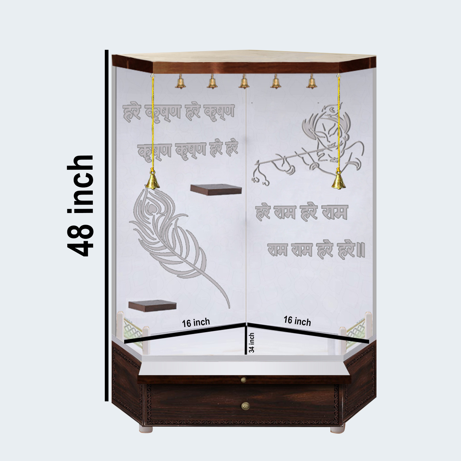 The Temple hub Wooden Temple | White Corner Mandir With LED Light Puja Mandir For Home & Office Decor - Image 7