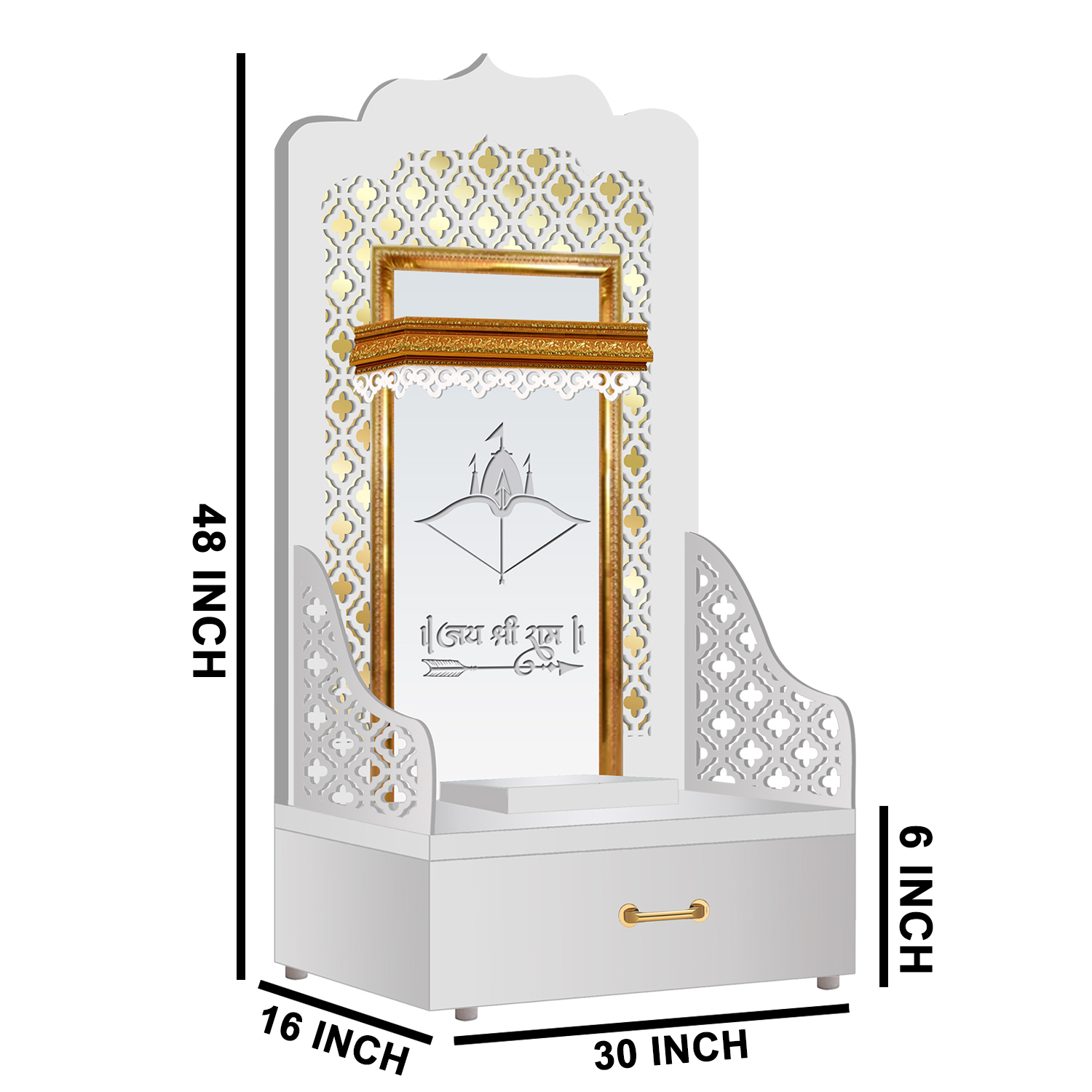 The Temple hub Wooden Temple | White Mandir With LED Light Puja Mandir For Home & Office Decor - Image 6