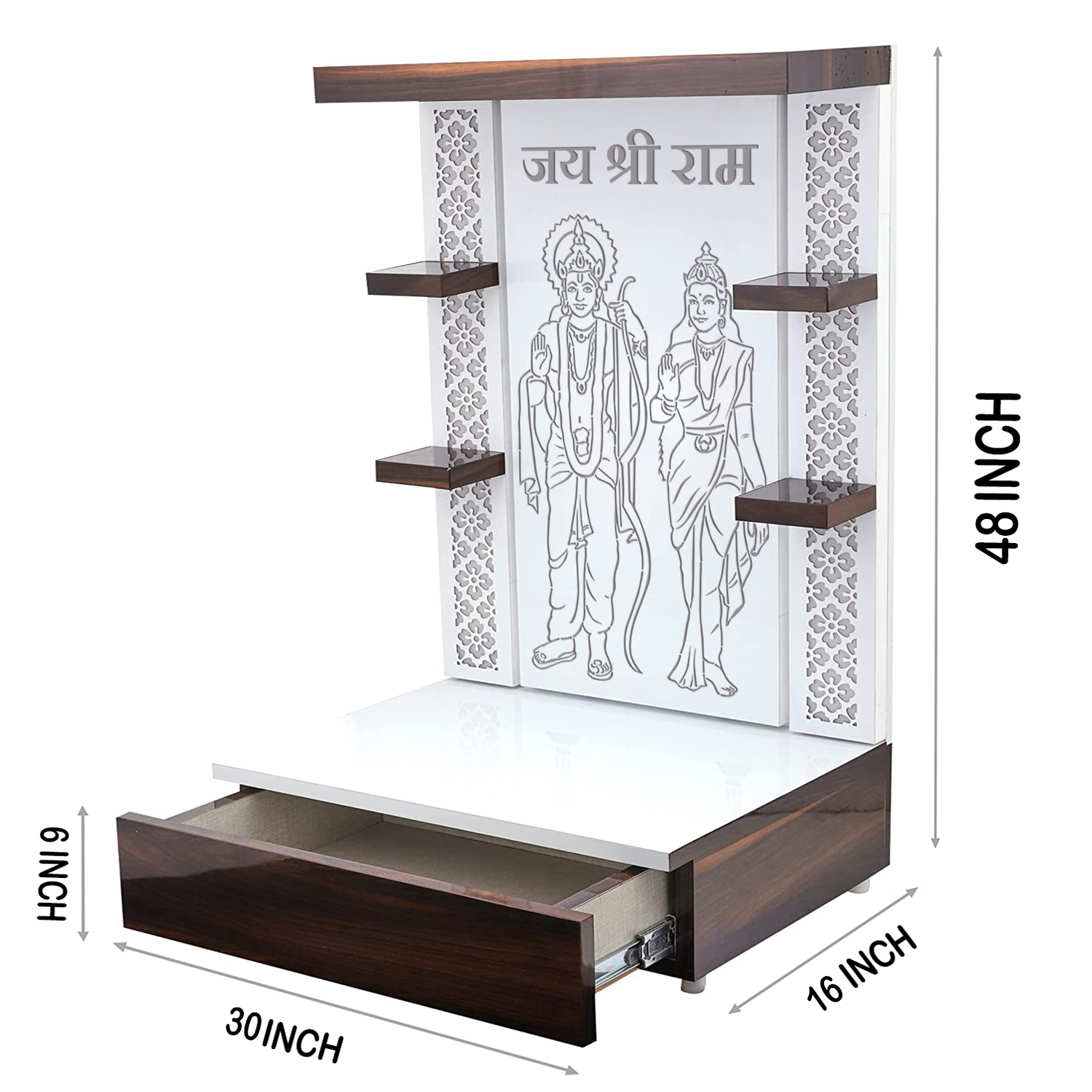 The Temple hub Wooden Temple | White Mandir With LED Light Puja Mandir For Home & Office Decor - Image 4