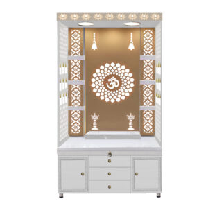 The Temple hub Wooden Temple | White Mandir With LED Light Puja Mandir For Home & Office Decor
