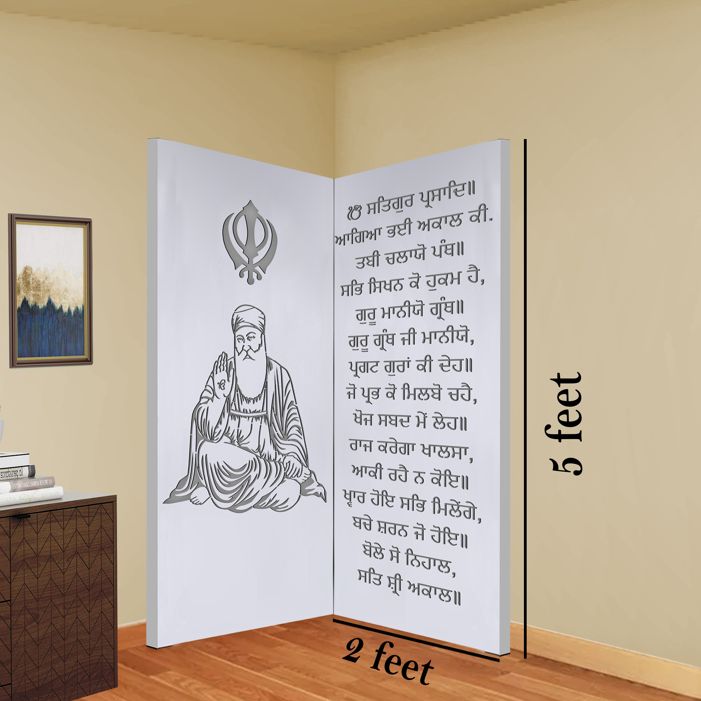 The Temple hub Wooden Temple | White Corner Frame Mandir With LED Light Puja Mandir For Home & Office Decor - Image 6