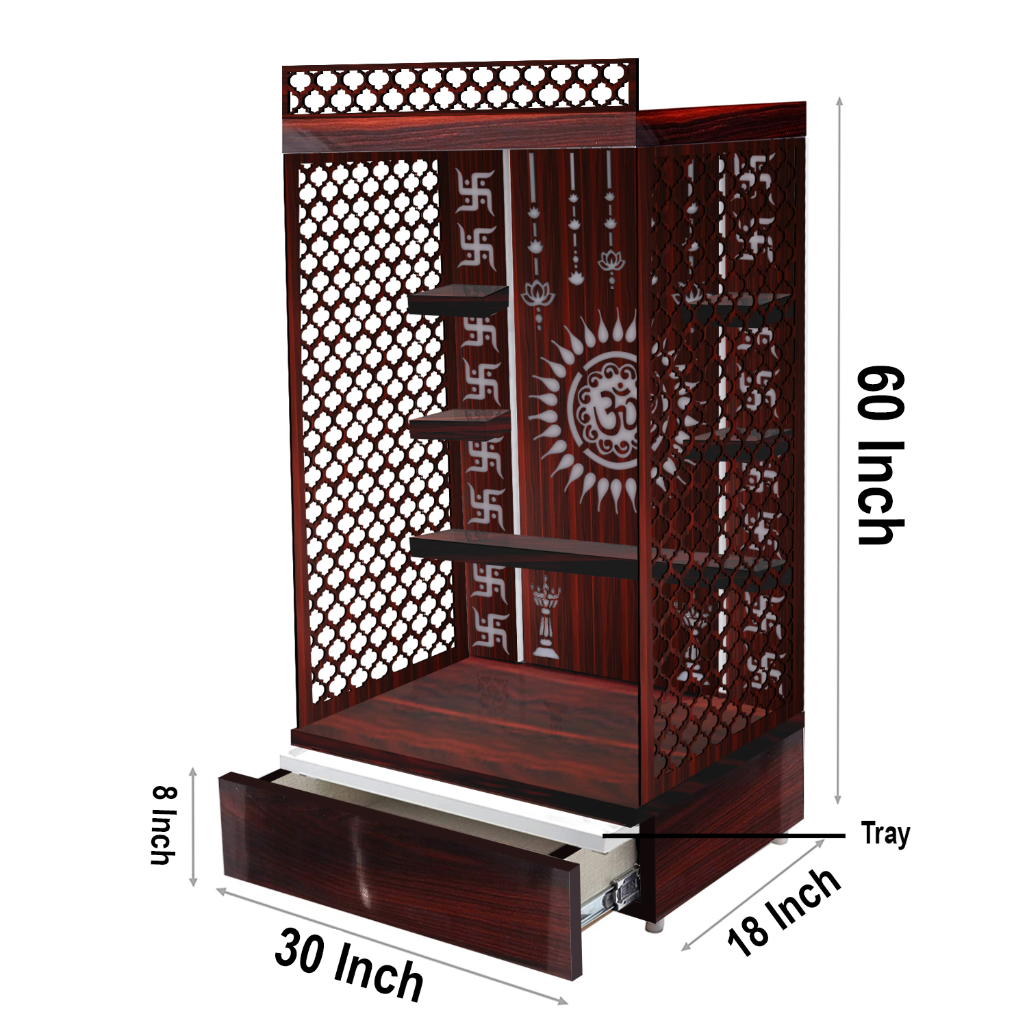 The Temple hub Wooden Temple |Brown Mandir With LED Light Puja Mandir For Home & Office Decor - Image 5