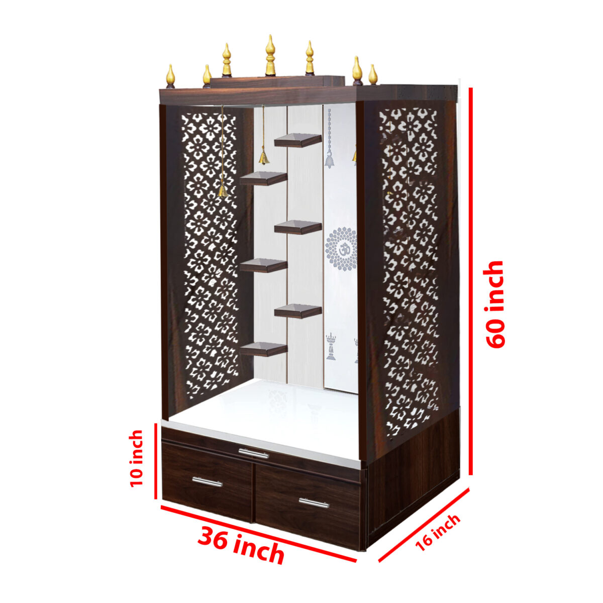 The Temple hub Wooden Temple |White Mandir With LED Light Puja Mandir For Home & Office Decor - Image 4