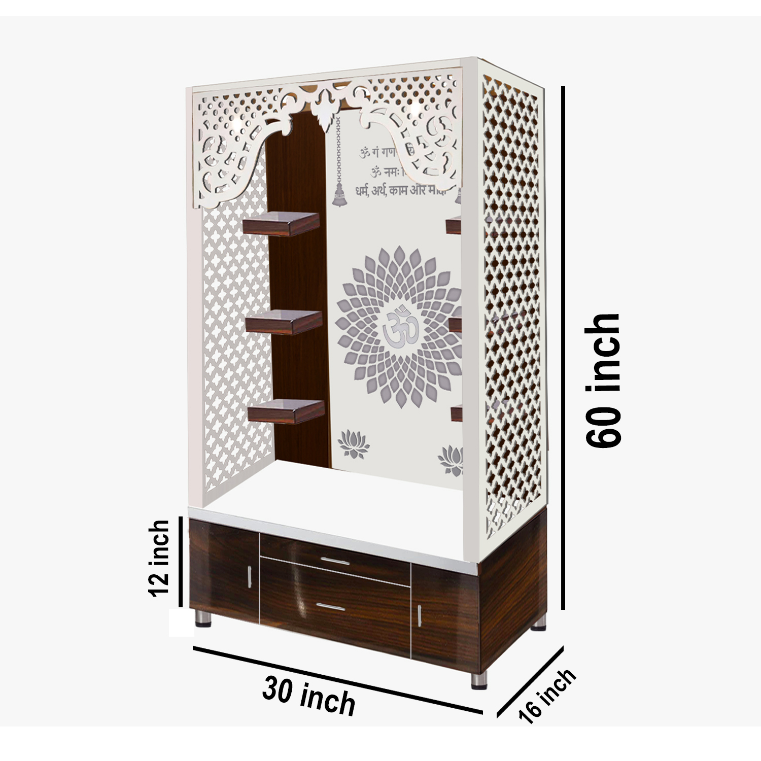 The Temple hub Wooden Temple | Brown Mandir With LED Light Puja Mandir For Home & Office Decor - Image 6