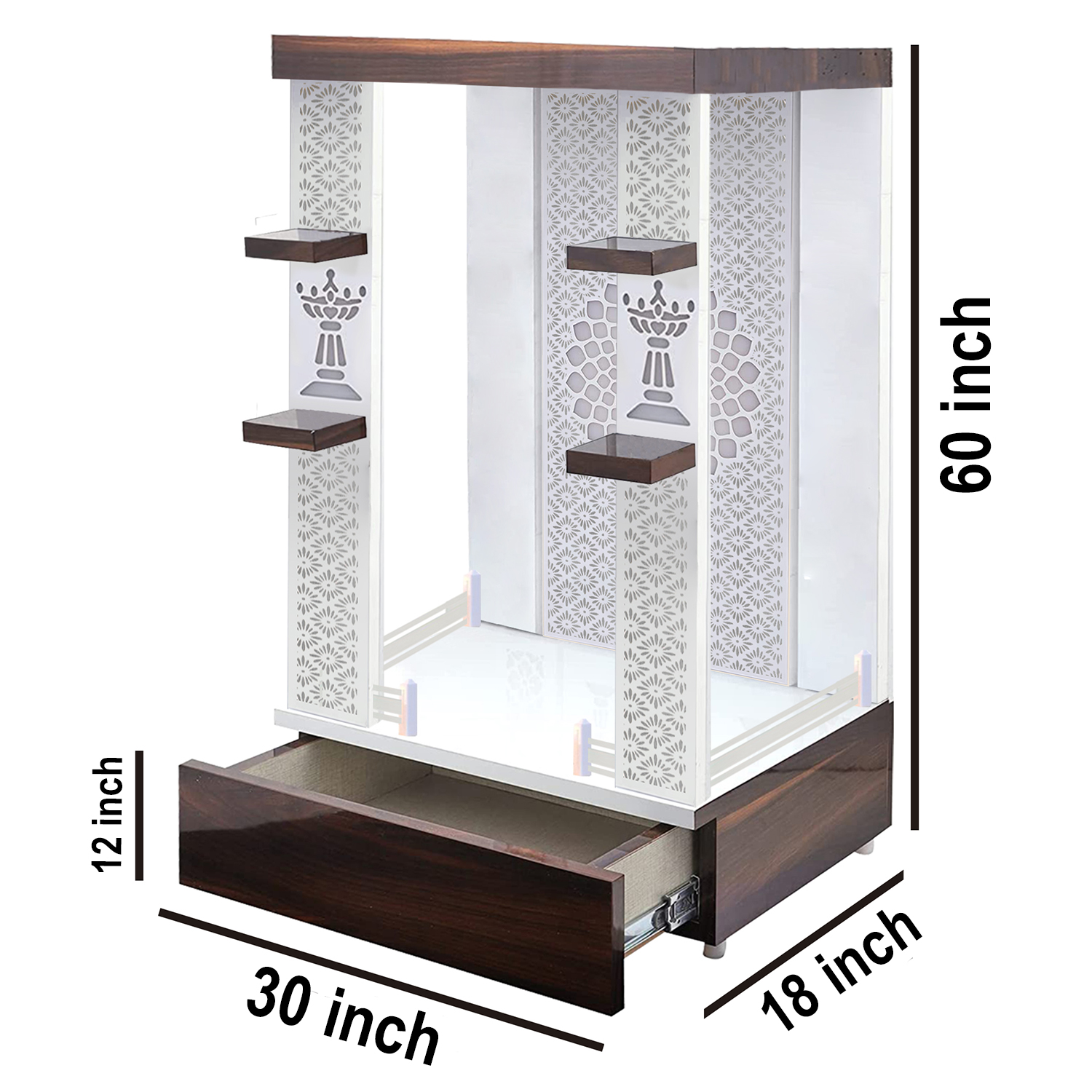 The Temple hub Wooden Temple | White Piller Mandir With LED Light Puja Mandir For Home & Office Decor - Image 5