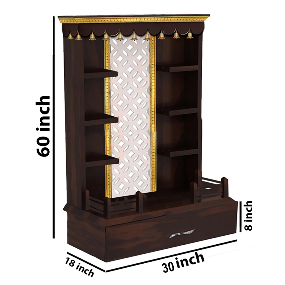 The Temple hub Wooden Temple | Brown Mandir With LED Light Puja Mandir For Home & Office Decor - Image 6