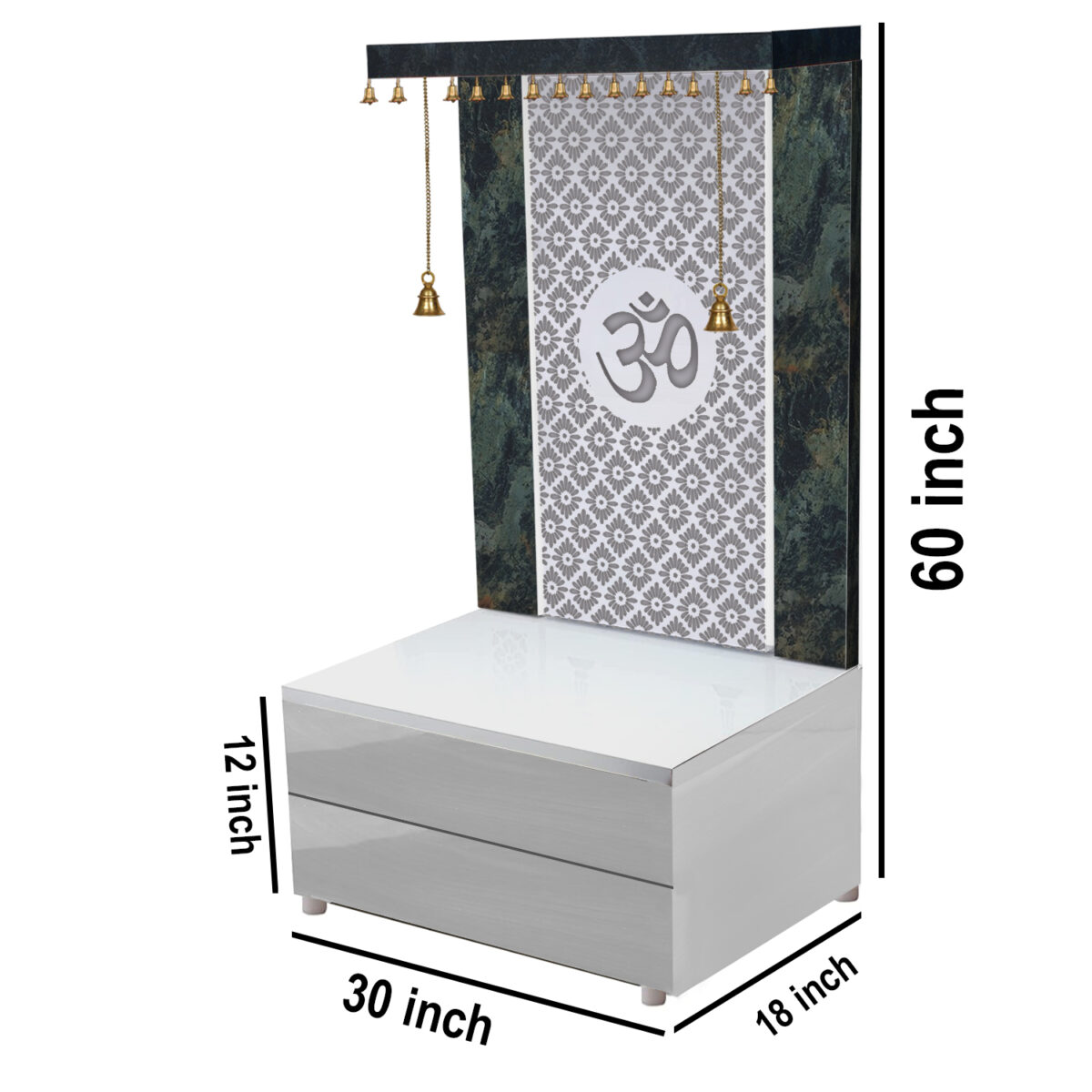 The Temple hub Wooden Temple | White Double Drawer Mandir With LED Light Puja Mandir For Home & Office Decor - Image 6