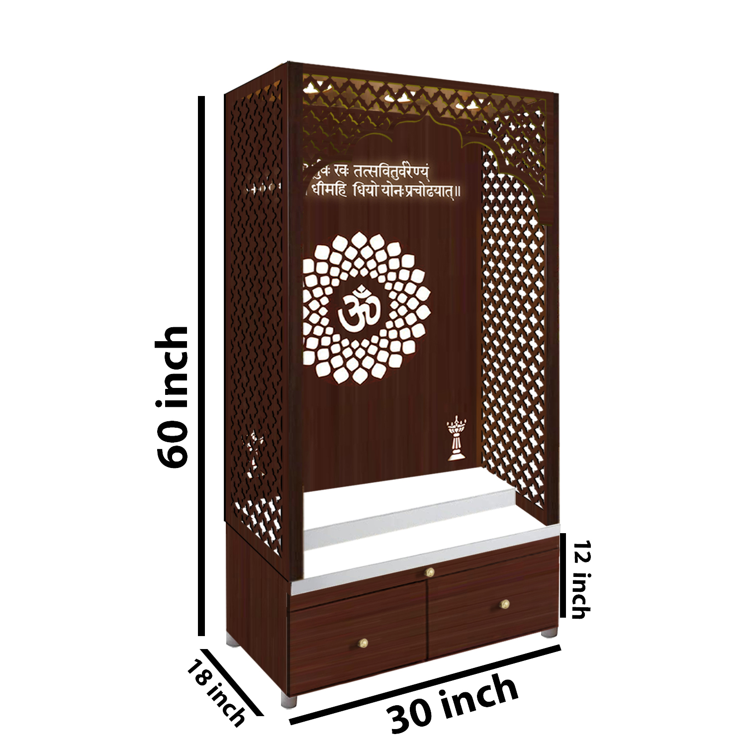 The Temple hub Wooden Temple | Brown Mandir With LED Light Puja Mandir For Home & Office Decor - Image 6