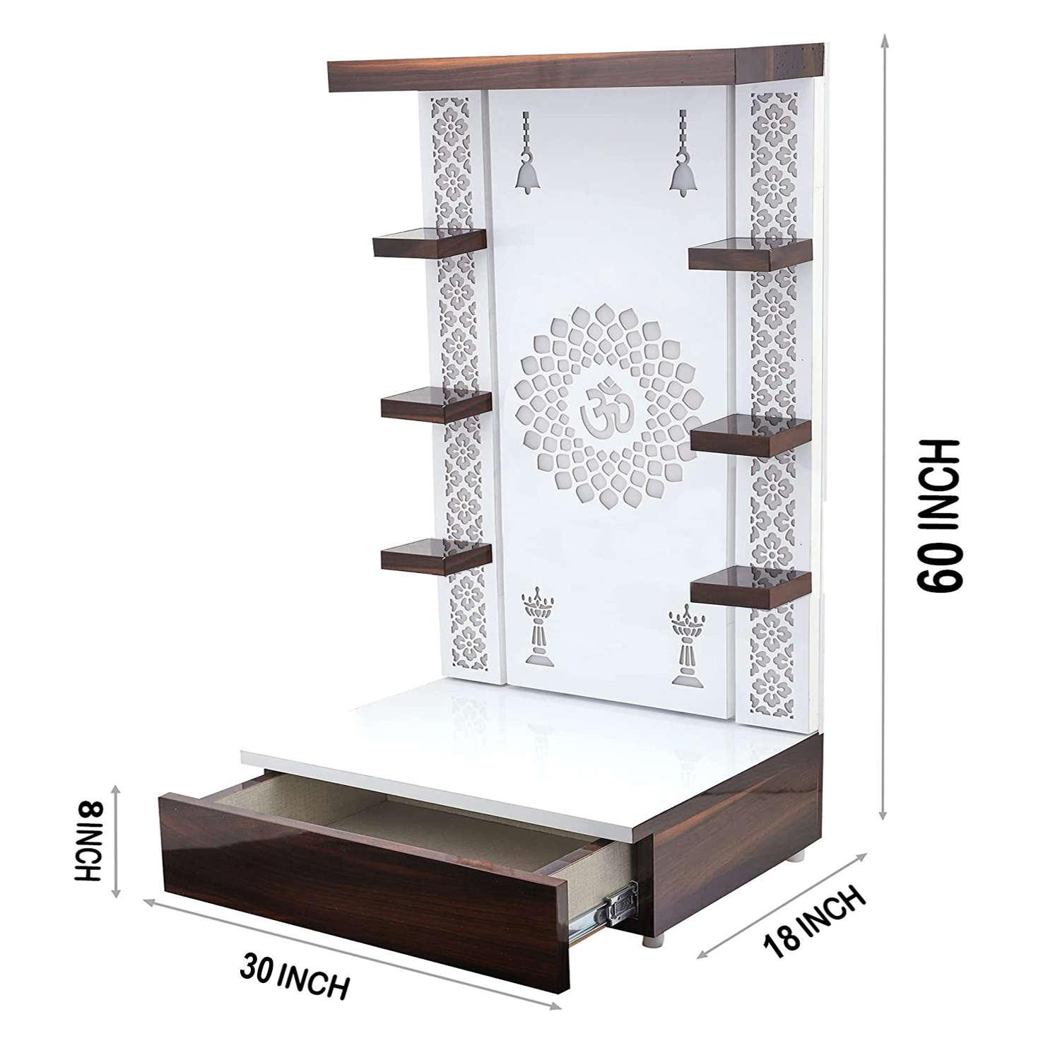 The Temple hub Wooden Temple | White Mandir With LED Light Puja Mandir For Home & Office Decor - Image 7