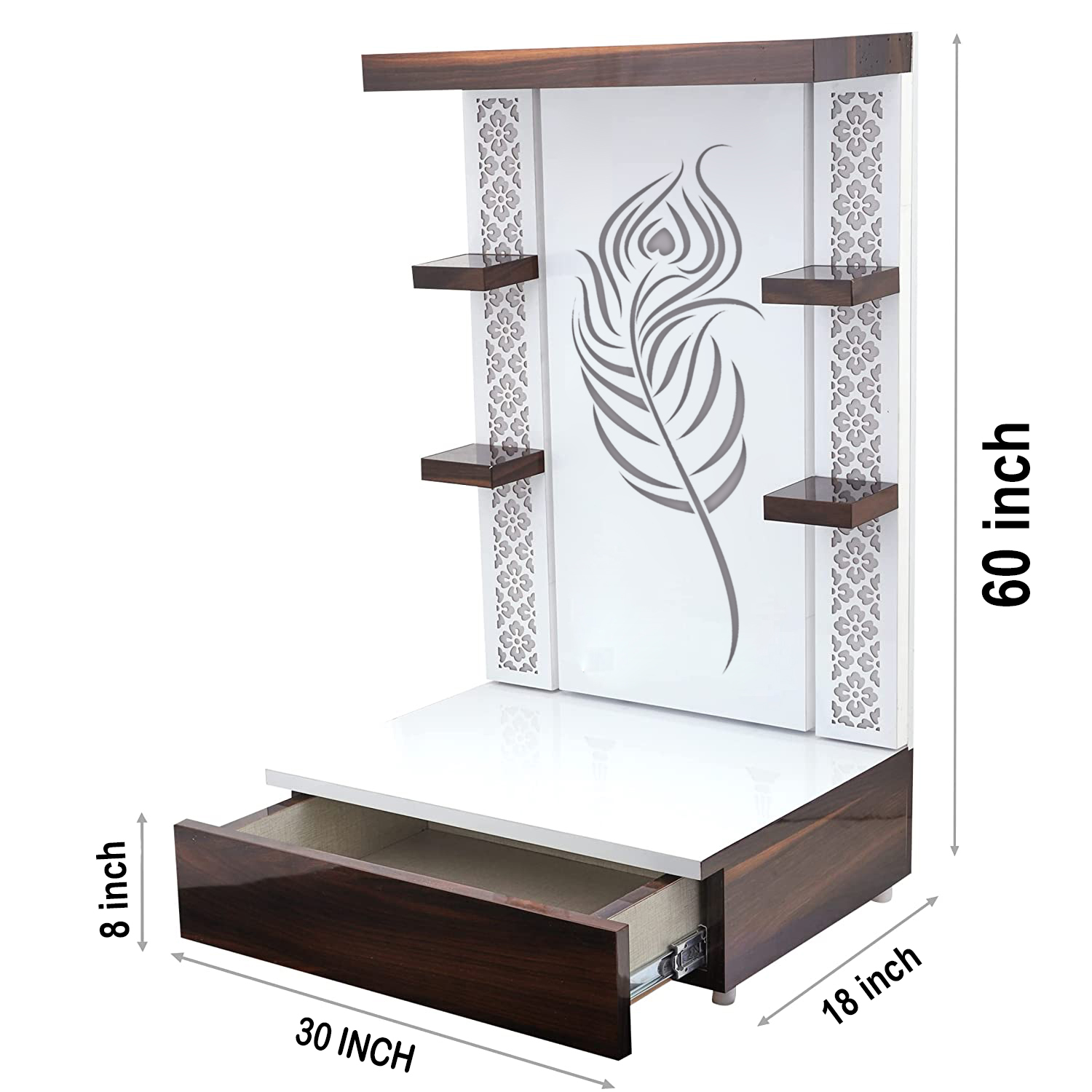 The Temple hub Wooden Temple | White Mandir With LED Light Puja Mandir For Home & Office Decor - Image 4