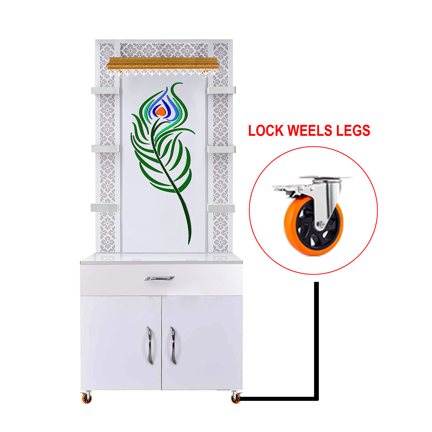 The Temple hub Wooden Temple | White Mandir With LED Light Puja Mandir For Home & Office Decor - Image 5