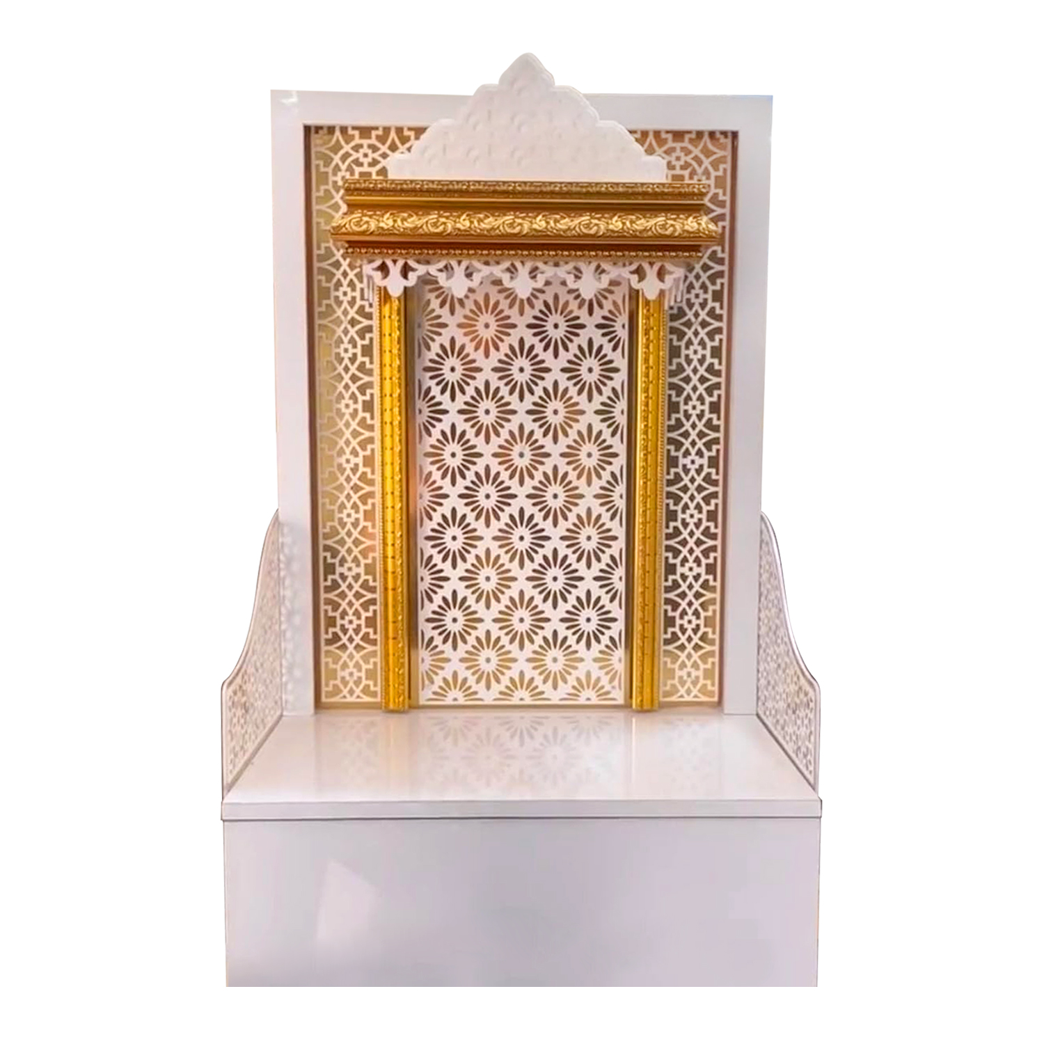 The Temple hub Wooden Temple | White Mandir With LED Light Puja Mandir For Home & Office Decor - Image 3