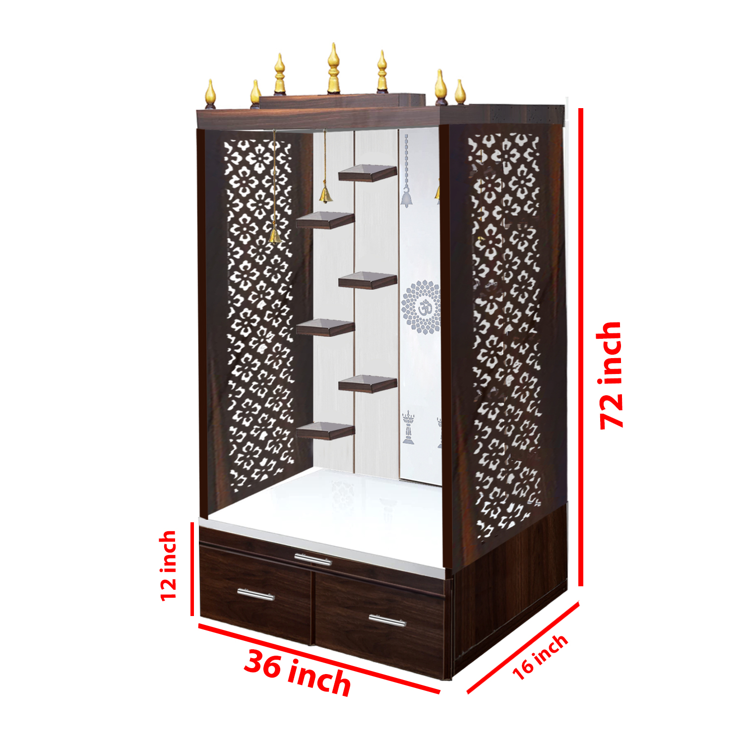 The Temple hub Wooden Temple |White Mandir With LED Light Puja Mandir For Home & Office Decor - Image 5