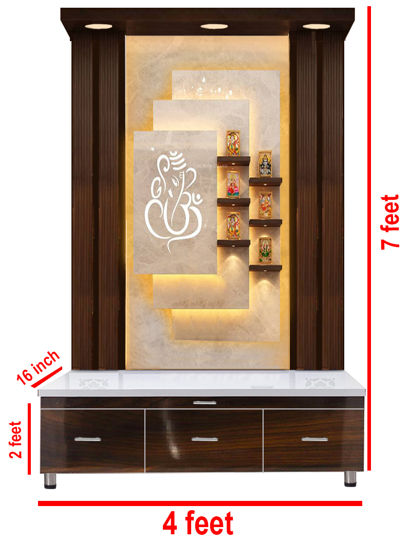 The Temple hub Wooden 3D Frame Temple | White Mandir With LED Light Puja Mandir For Home & Office Decor - Image 7