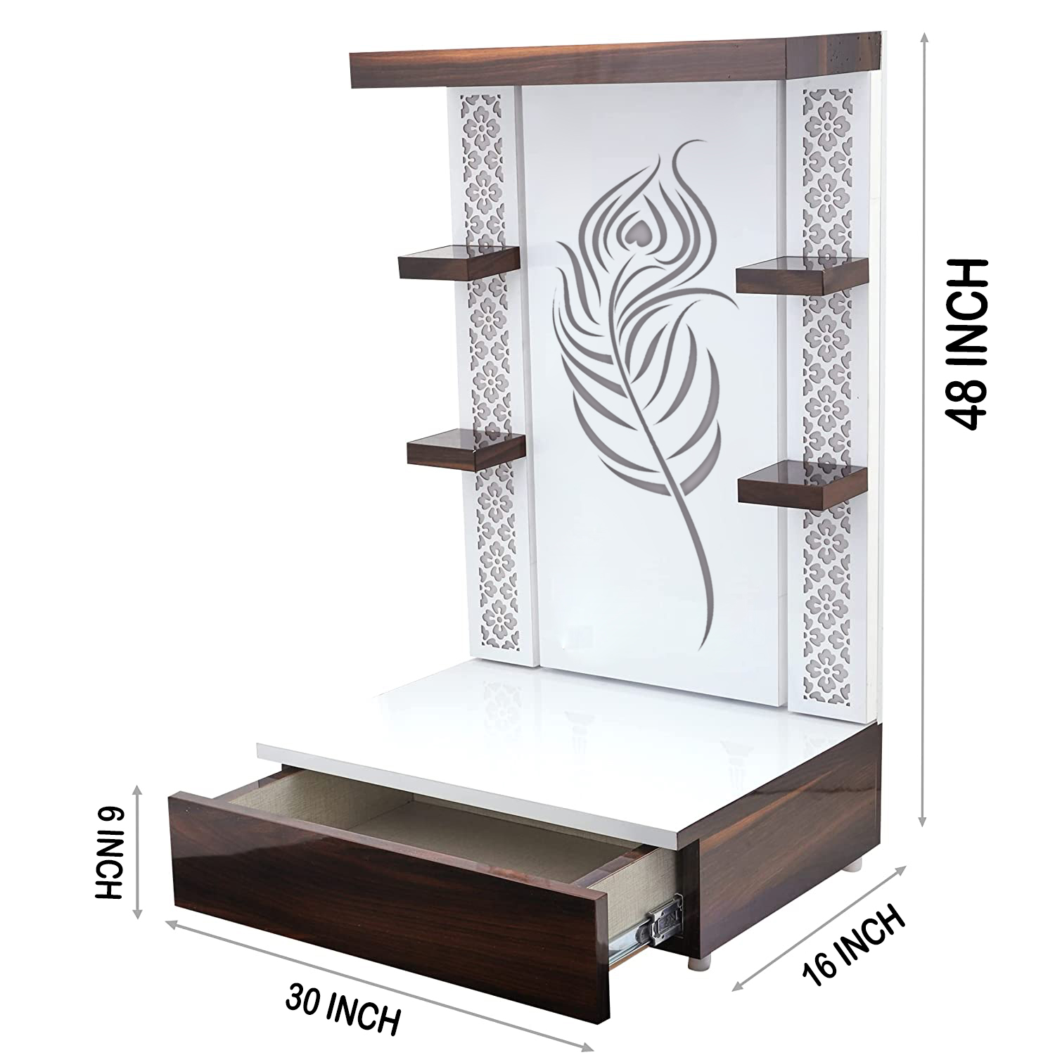 The Temple hub Wooden Temple | White Mandir With LED Light Puja Mandir For Home & Office Decor - Image 3