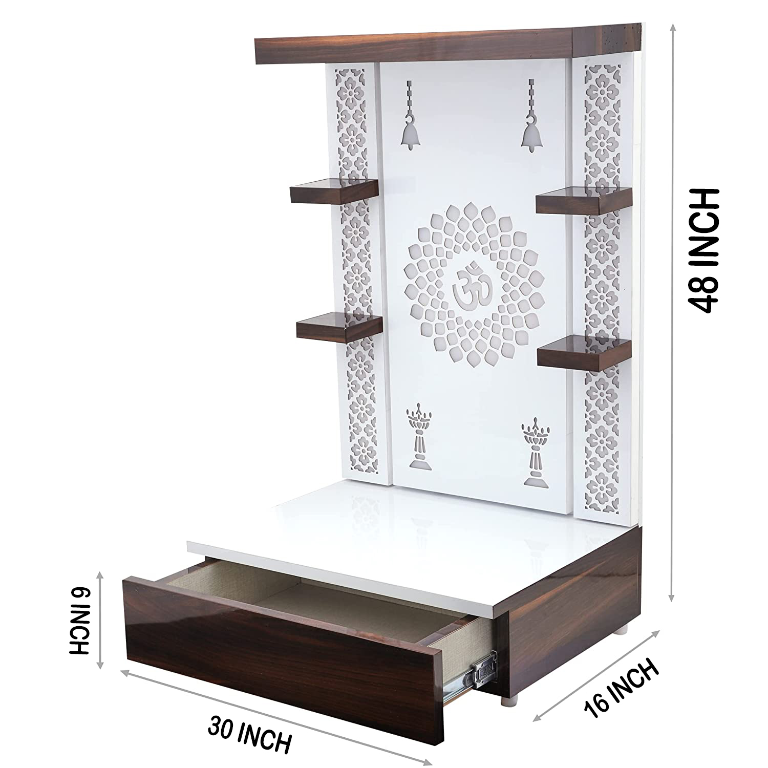 The Temple hub Wooden Temple | White Mandir With LED Light Puja Mandir For Home & Office Decor - Image 6