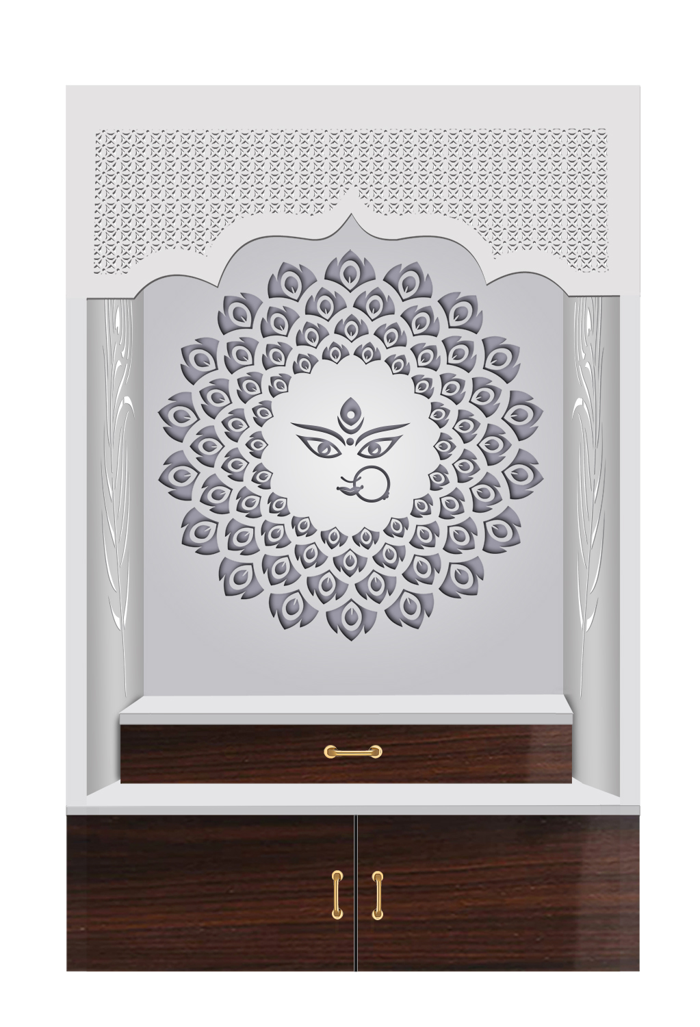 The Temple hub Wooden Temple | White Mandir With LED Light Puja Mandir For Home & Office Decor