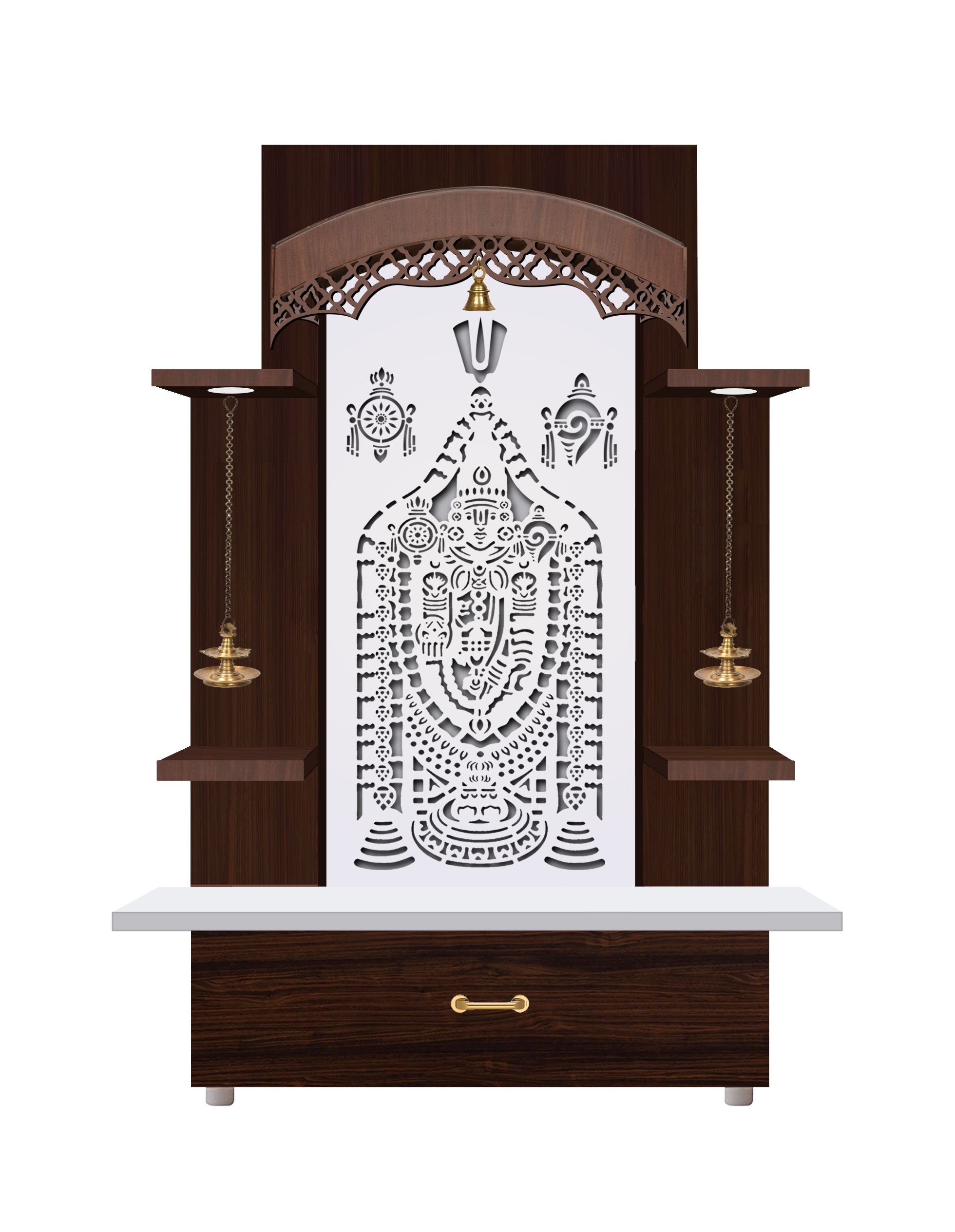 The Temple hub Wooden Temple | Brown Mandir With LED Light Puja Mandir For Home & Office Decor (Copy)