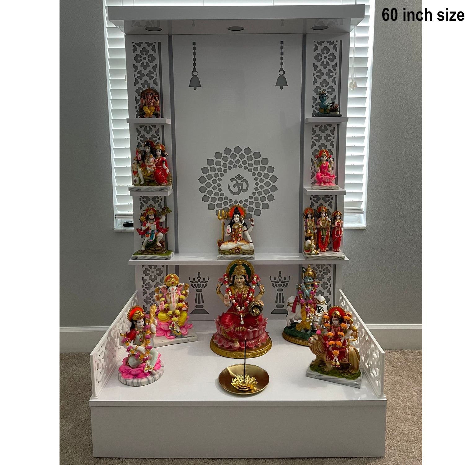 The Temple hub Wooden Temple | White Mandir With LED Light Puja Mandir For Home & Office Decor - Image 3