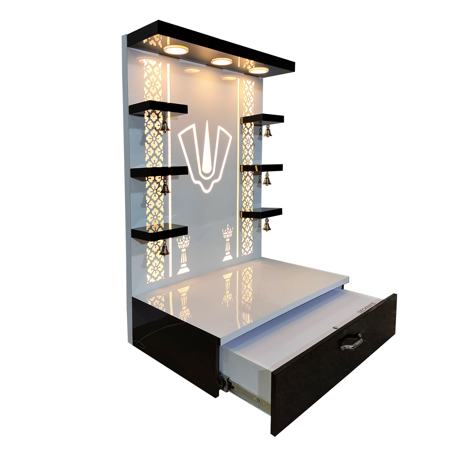 The Temple hub Wooden Temple | Black Mandir With LED Light Puja Mandir For Home & Office Decor - Image 4