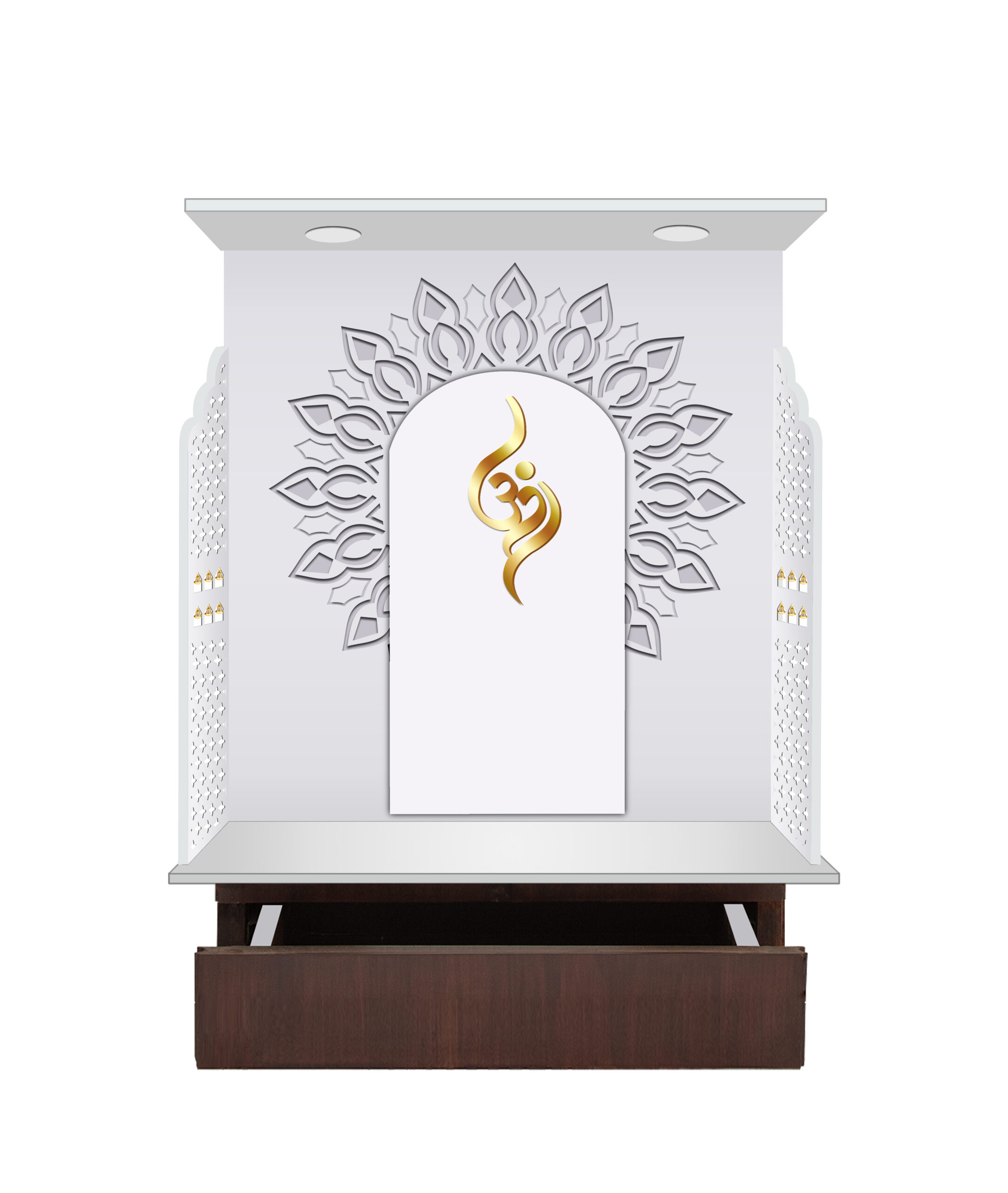 The Temple hub Wooden Temple | White Mandir With LED Light Puja Mandir For Home & Office Decor - Image 3