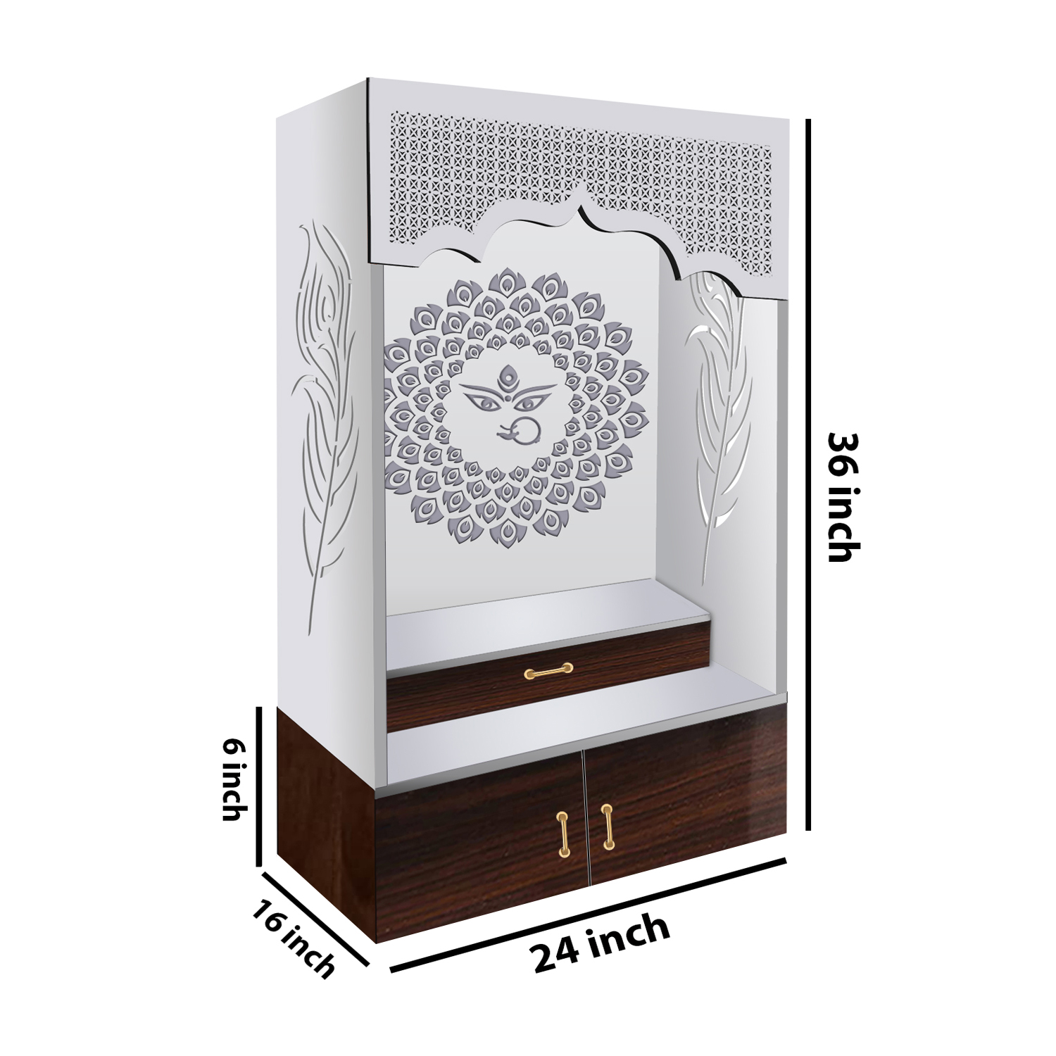 The Temple hub Wooden Temple | White Mandir With LED Light Puja Mandir For Home & Office Decor - Image 4