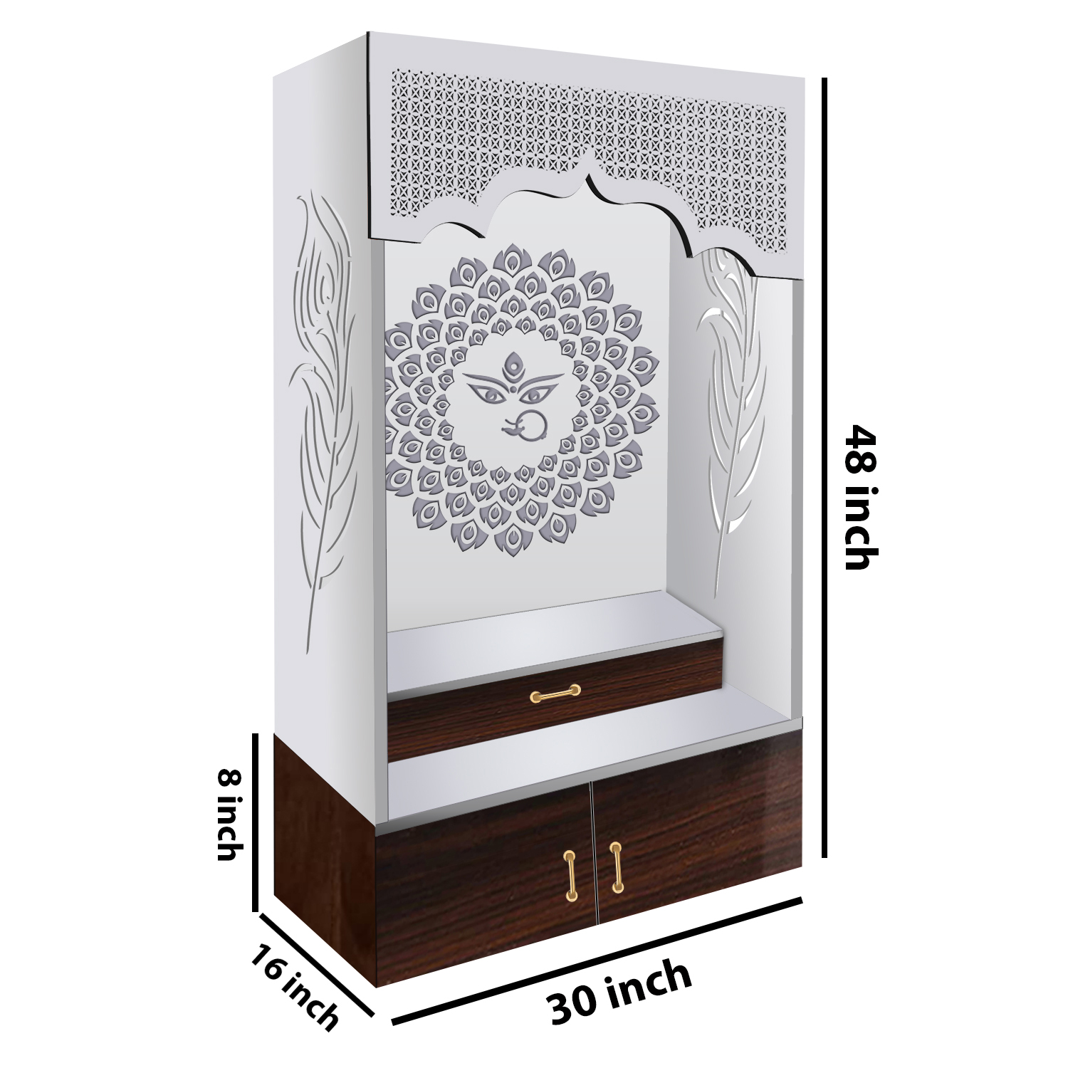 The Temple hub Wooden Temple | White Mandir With LED Light Puja Mandir For Home & Office Decor - Image 5