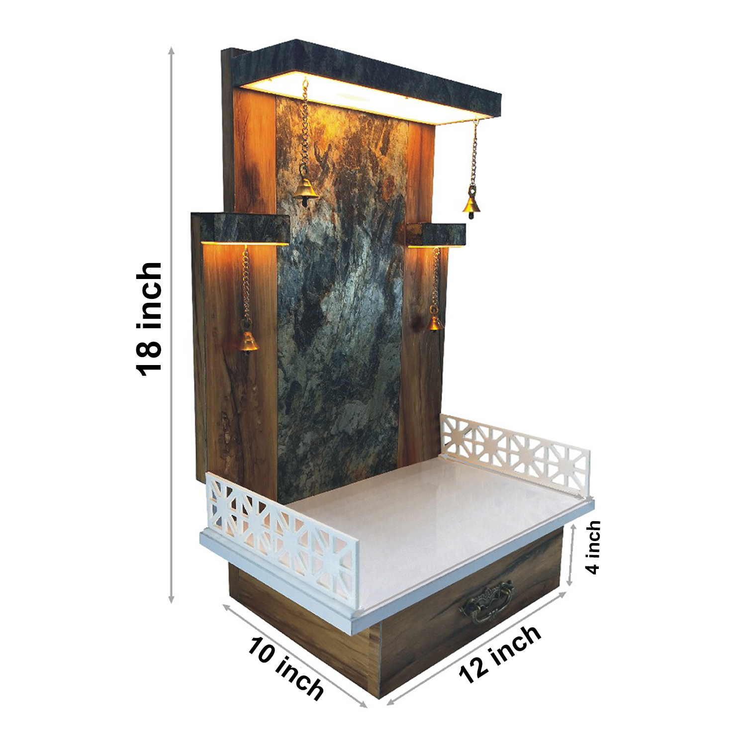 The Temple hub Wooden Temple | Stone Mandir With LED Light Puja Mandir For Home & Office Decor - Image 3