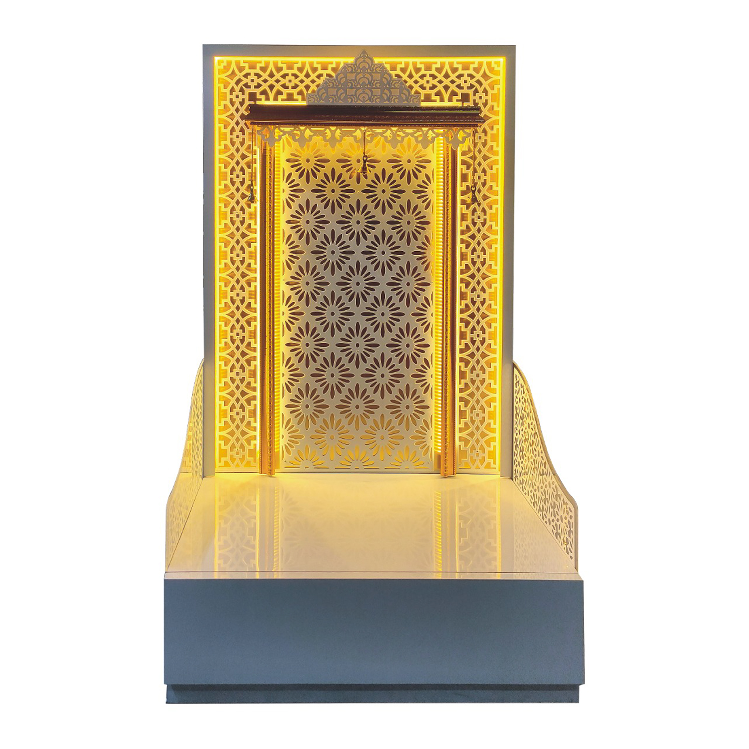 The Temple hub Wooden Temple | White Mandir With LED Light Puja Mandir For Home & Office Decor