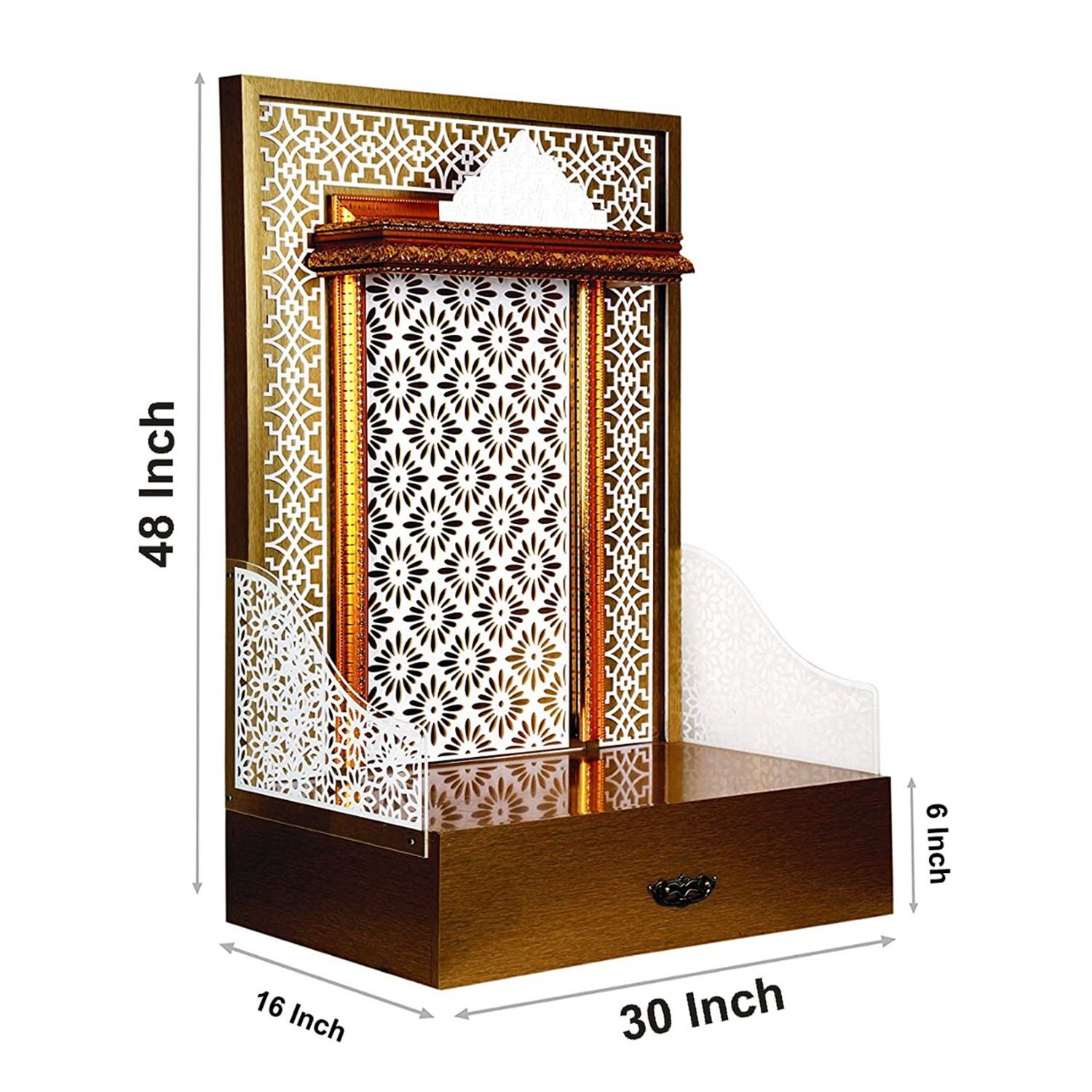 The Temple hub Wooden Temple | Golden Mandir With LED Light Puja Mandir For Home & Office Decor - Image 7