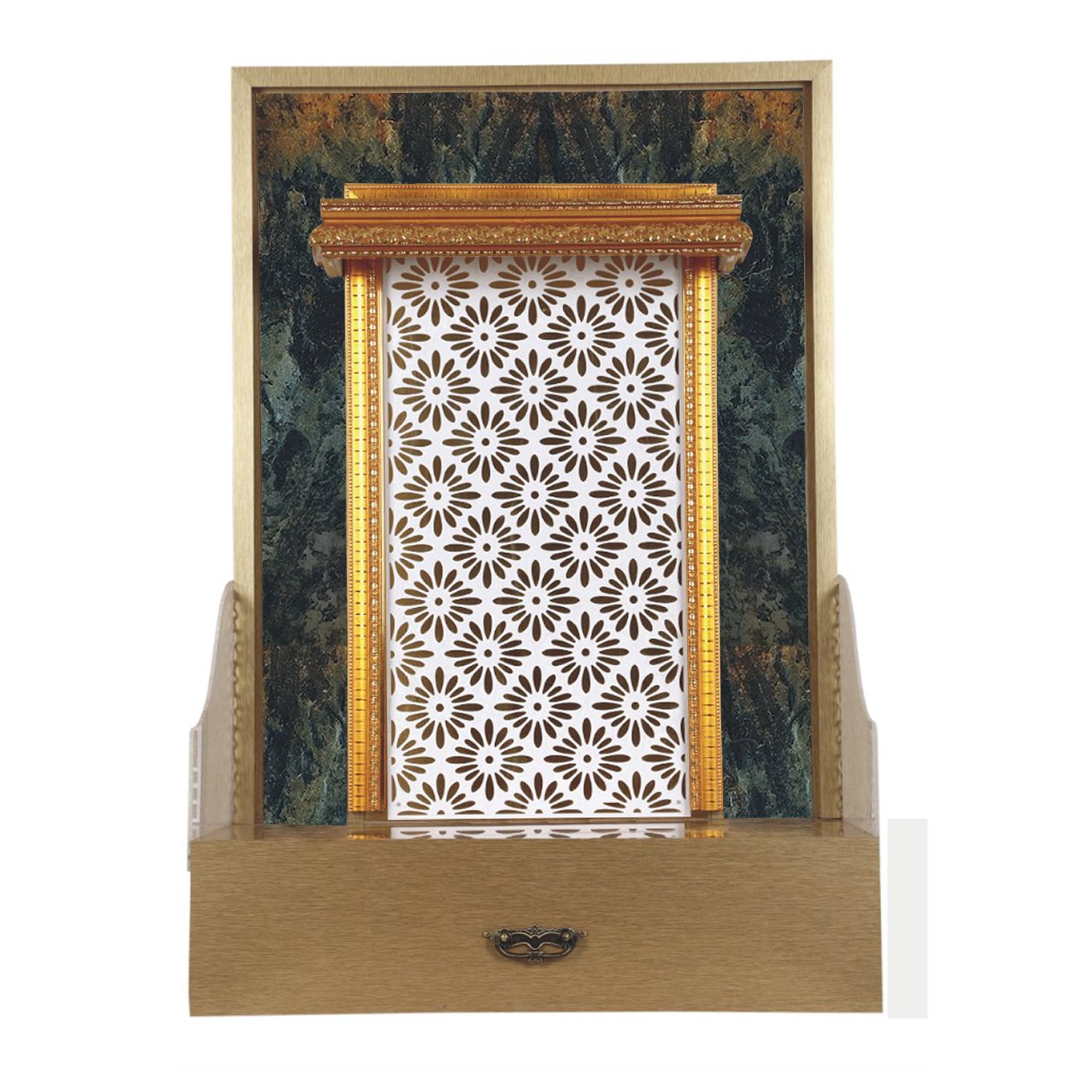 The Temple hub Wooden Temple | Golden Mandir With LED Light Puja Mandir For Home & Office Decor