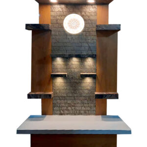 The Temple hub Wooden Temple | Stone Texture Mandir With LED Light Puja Mandir For Home & Office Decor