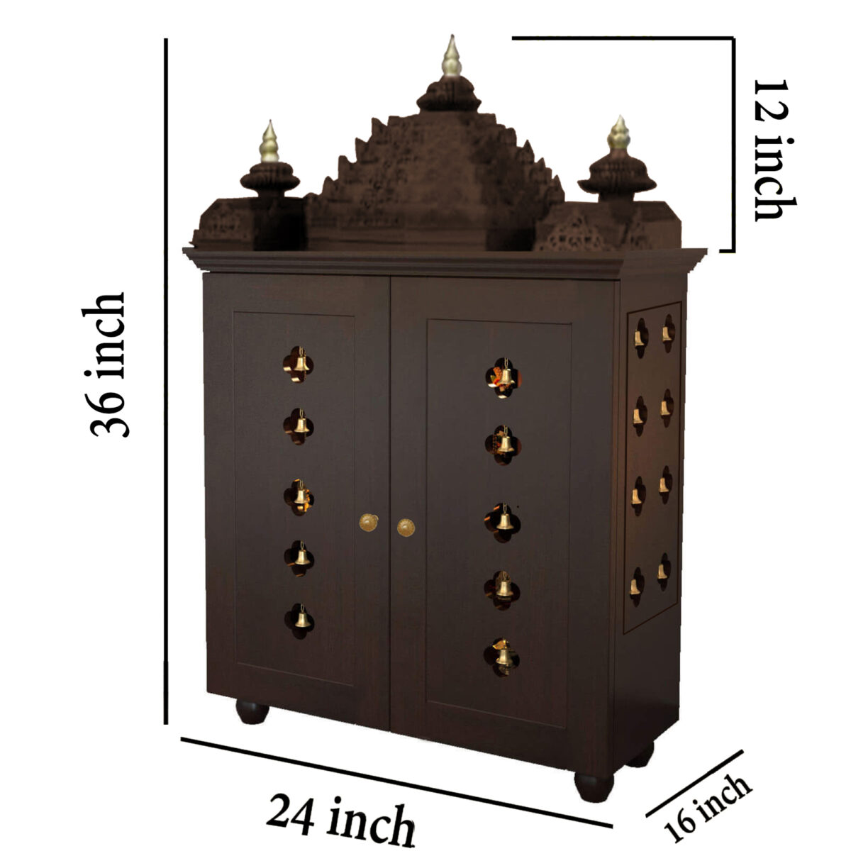 The Temple hub Wooden Temple | Brown Door Mandir With LED Light Puja Mandir For Home & Office Decor - Image 4