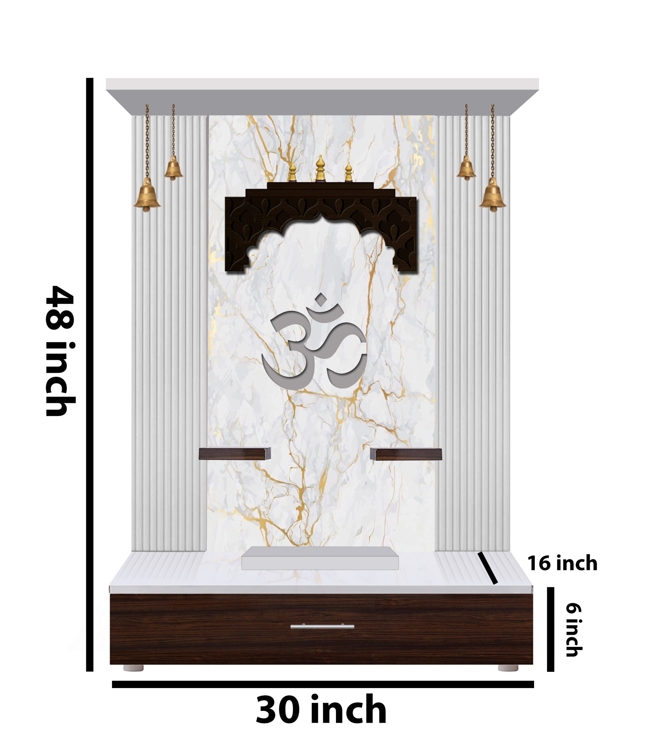 The Temple hub Wooden Temple | White Mandir With LED Light Puja Mandir For Home & Office Decor - Image 5