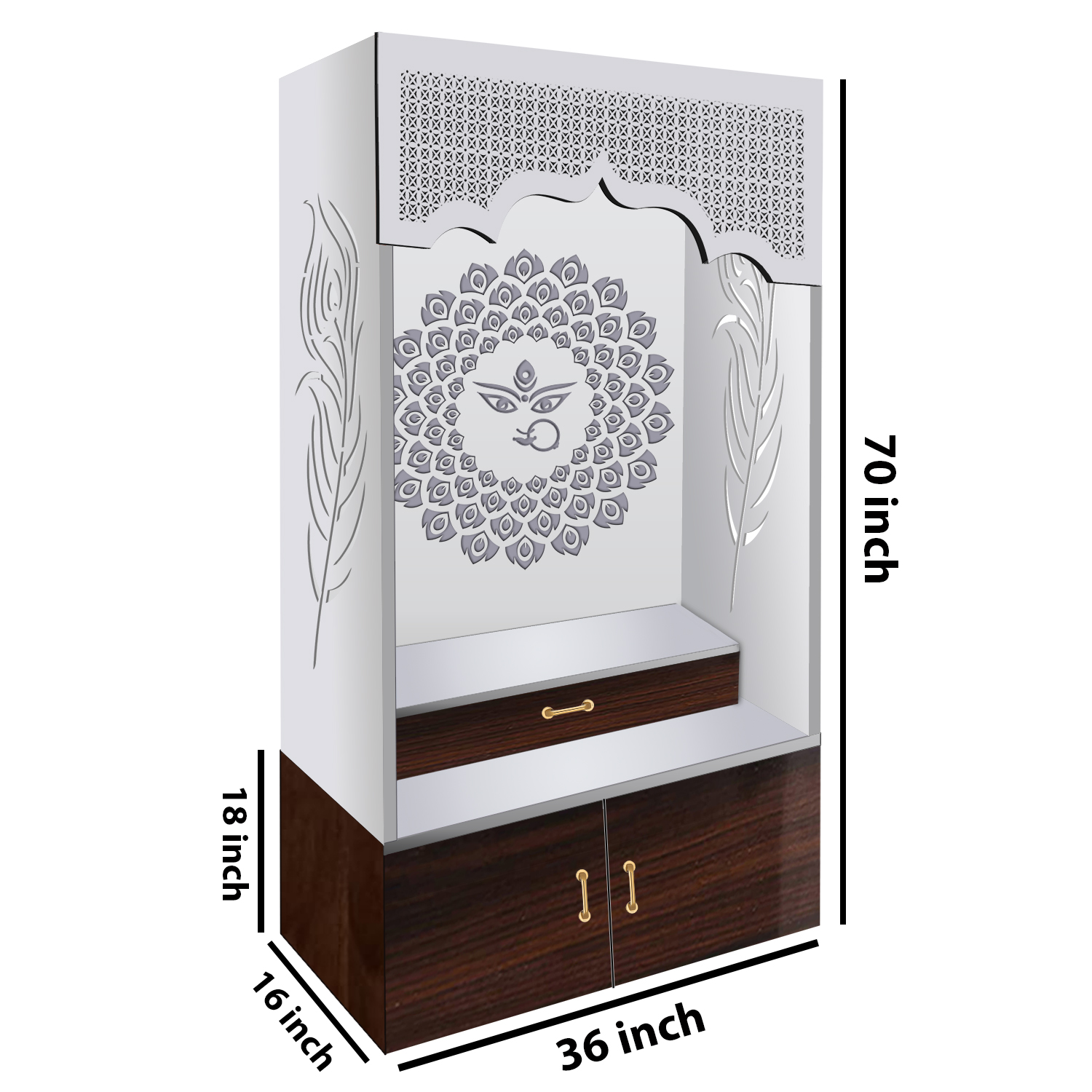 The Temple hub Wooden Temple | White Mandir With LED Light Puja Mandir For Home & Office Decor - Image 7