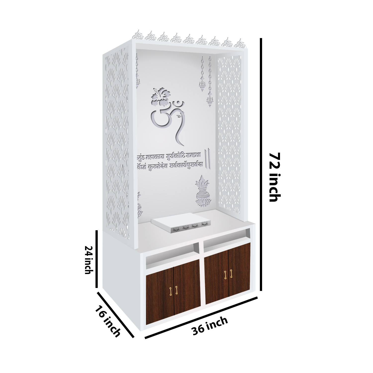 The Temple hub Wooden Temple | White Mandir With LED Light Puja Mandir For Home & Office Decor - Image 8