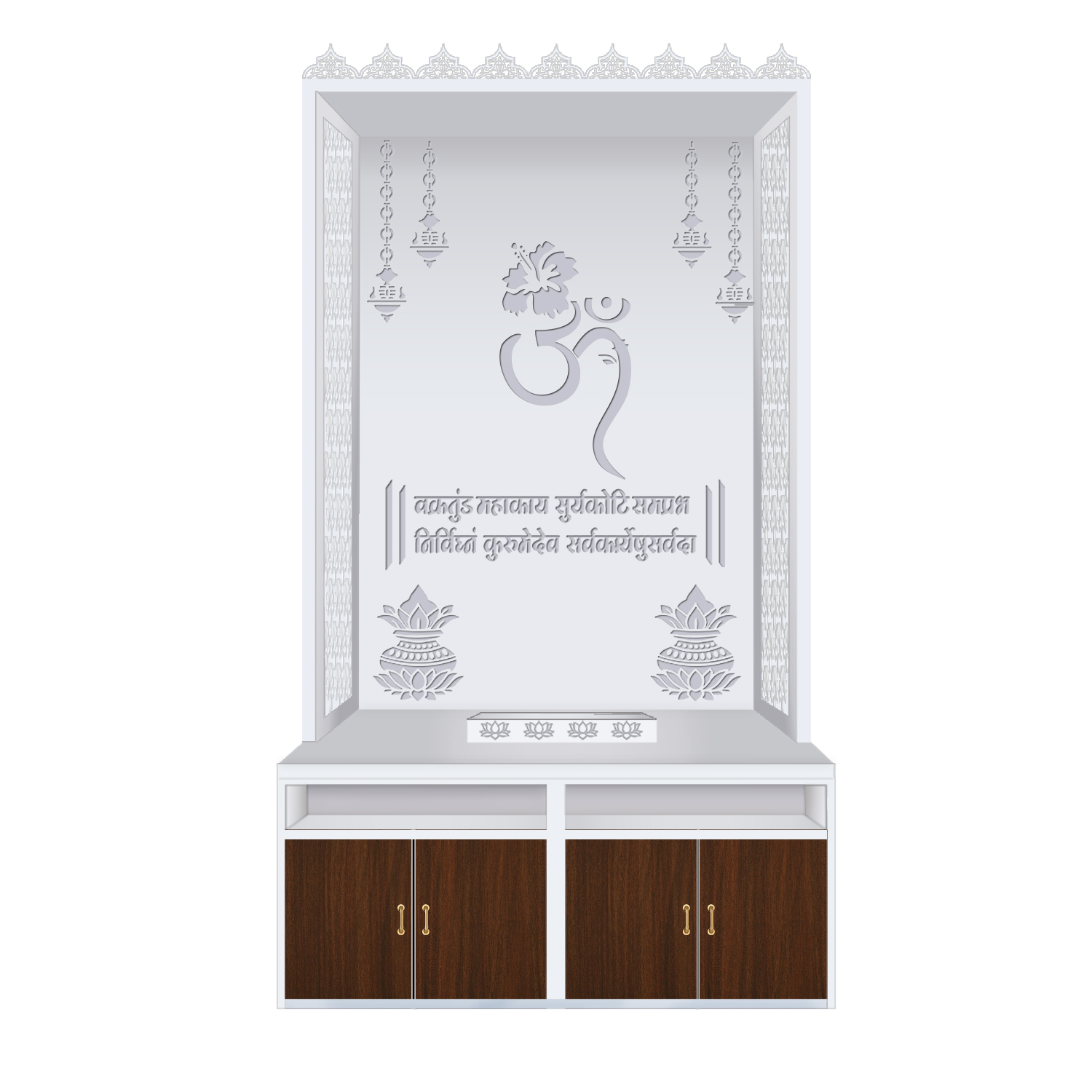 The Temple hub Wooden Temple | White Mandir With LED Light Puja Mandir For Home & Office Decor