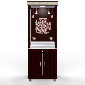 The Temple hub Wooden Temple | Brown Mandir With LED Light Puja Mandir For Home & Office Decor