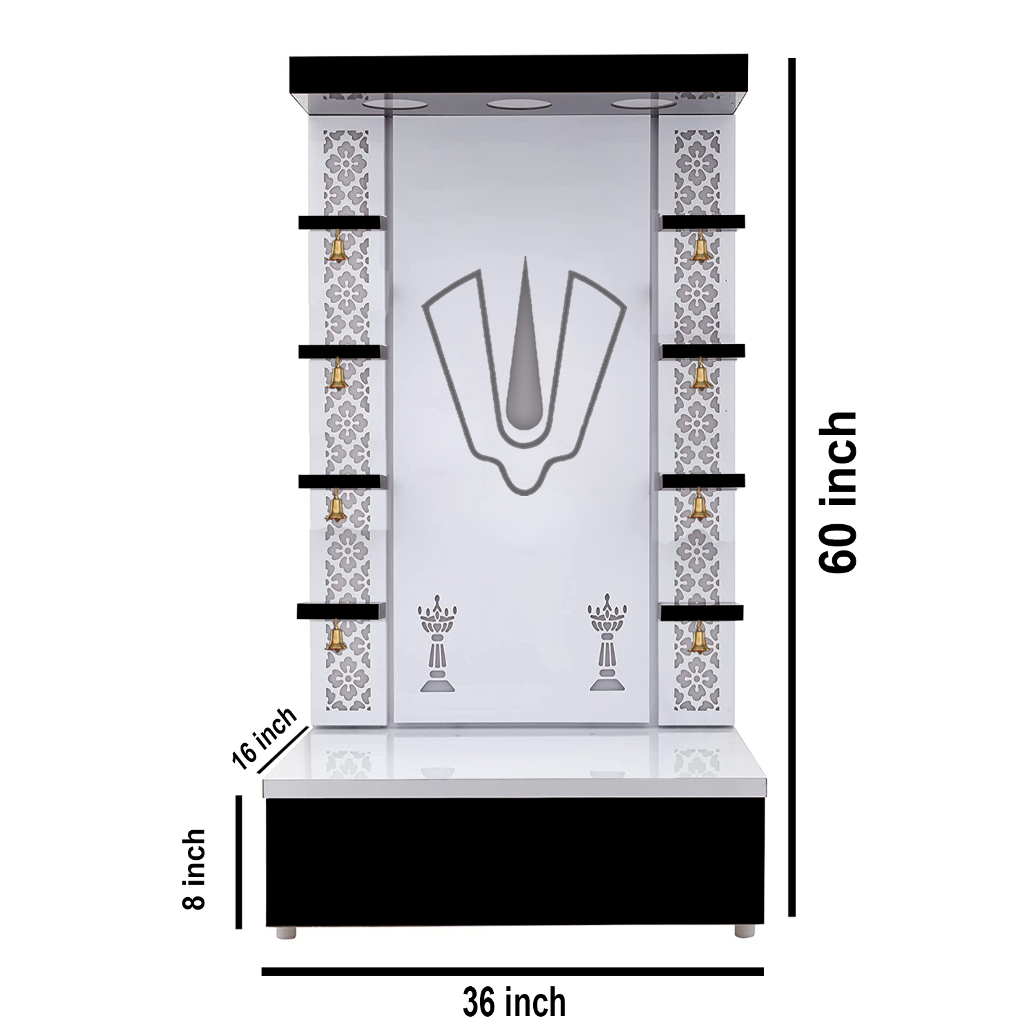 The Temple hub Wooden Temple | Black Mandir With LED Light Puja Mandir For Home & Office Decor - Image 8