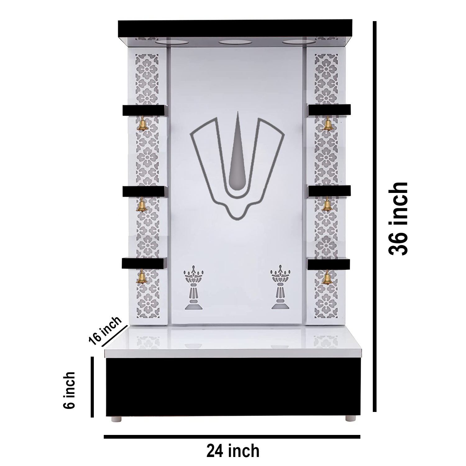 The Temple hub Wooden Temple | Black Mandir With LED Light Puja Mandir For Home & Office Decor - Image 6