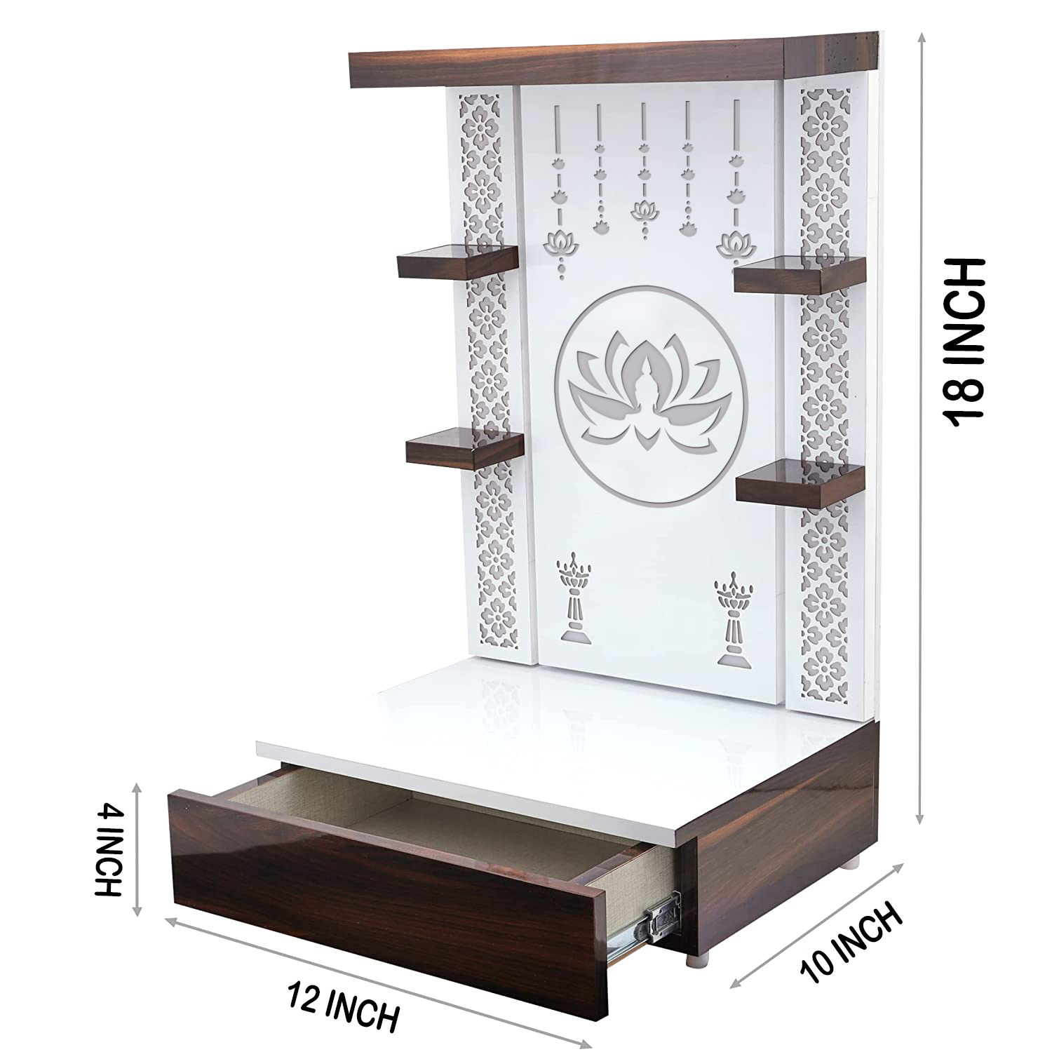 The Temple hub Wooden Temple | White Mandir With LED Light Puja Mandir For Home & Office Decor - Image 3