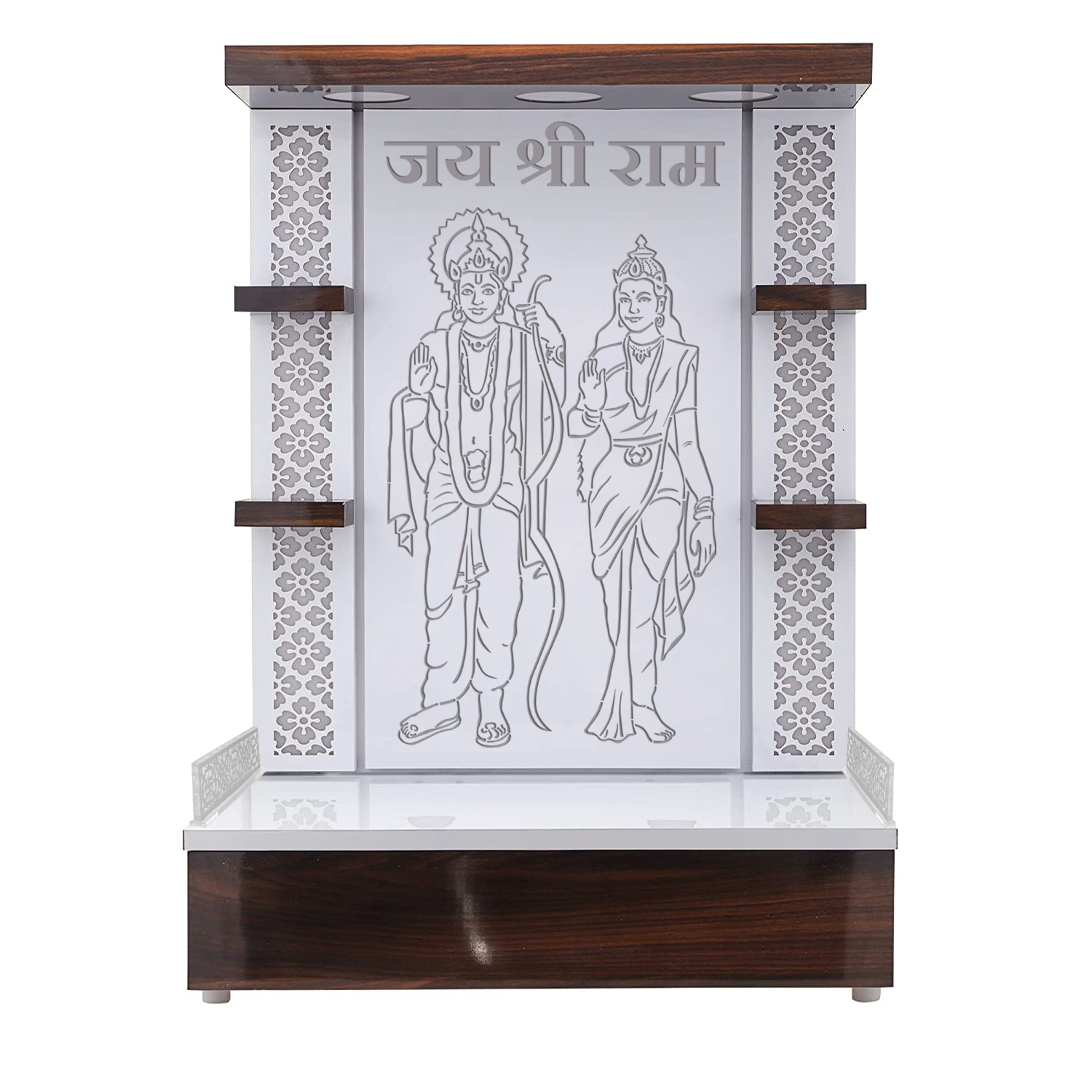 The Temple hub Wooden Temple | White Mandir With LED Light Puja Mandir For Home & Office Decor