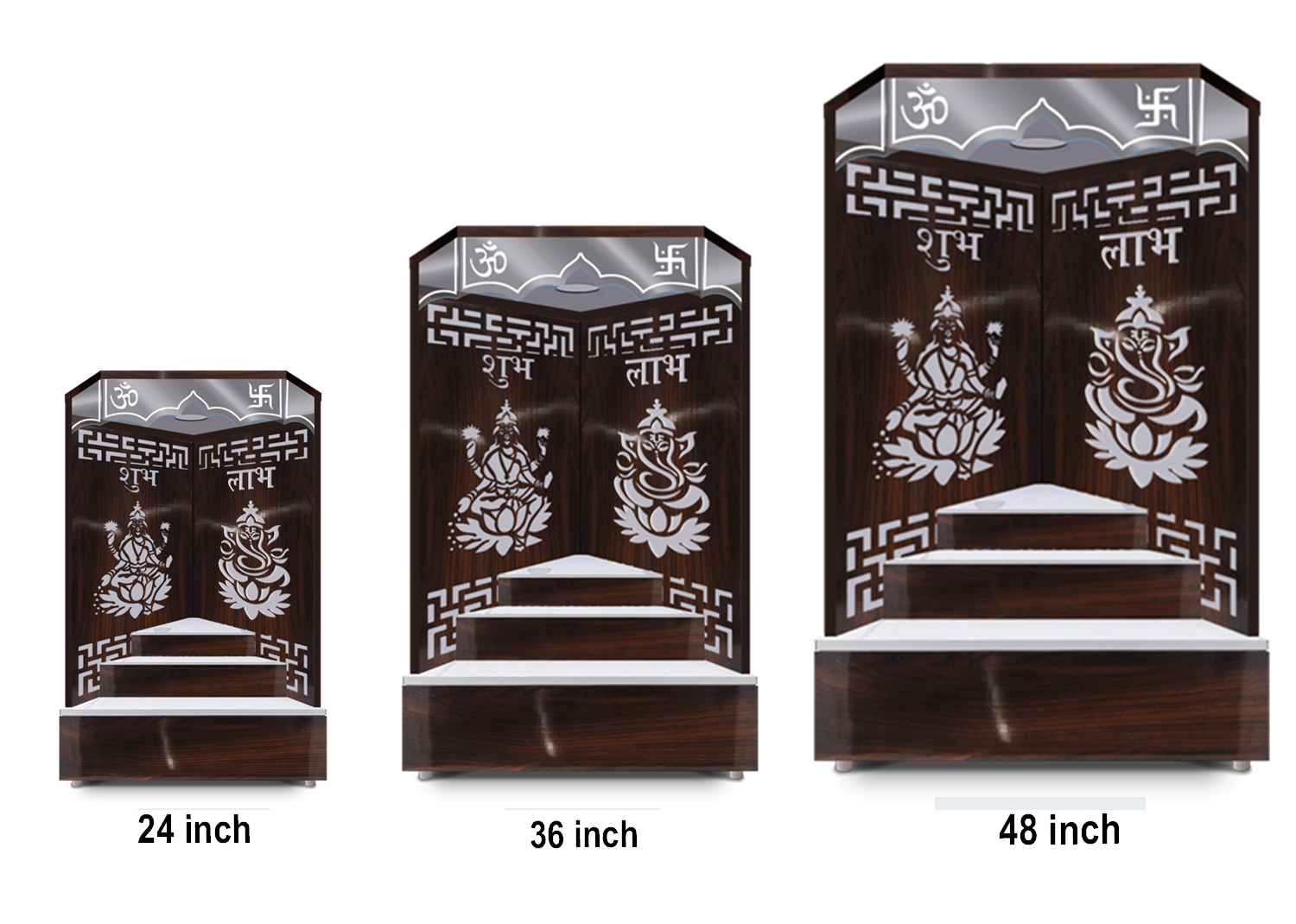 The Temple hub Wooden Temple | Brown Corner Mandir With LED Light Puja Mandir For Home & Office Decor - Image 3