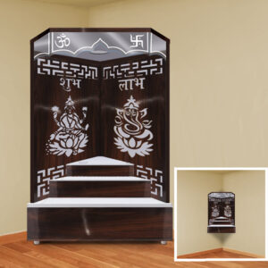 The Temple hub Wooden Temple | Brown Corner Mandir With LED Light Puja Mandir For Home & Office Decor