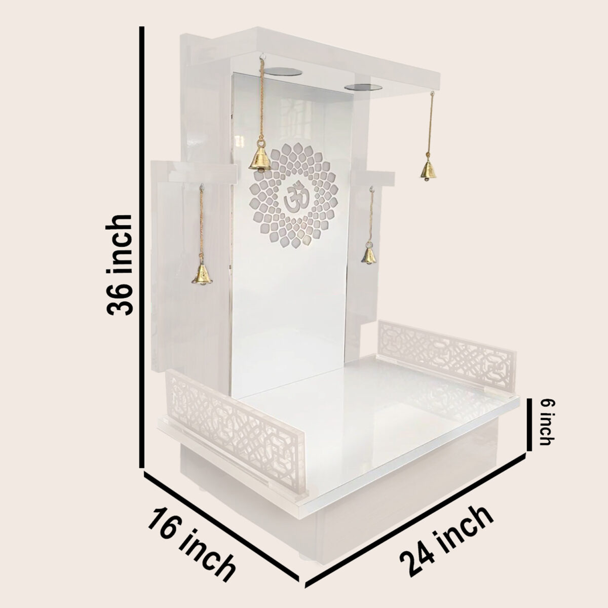 The Temple hub Wooden Temple | White Mandir With LED Light Puja Mandir For Home & Office Decor - Image 4