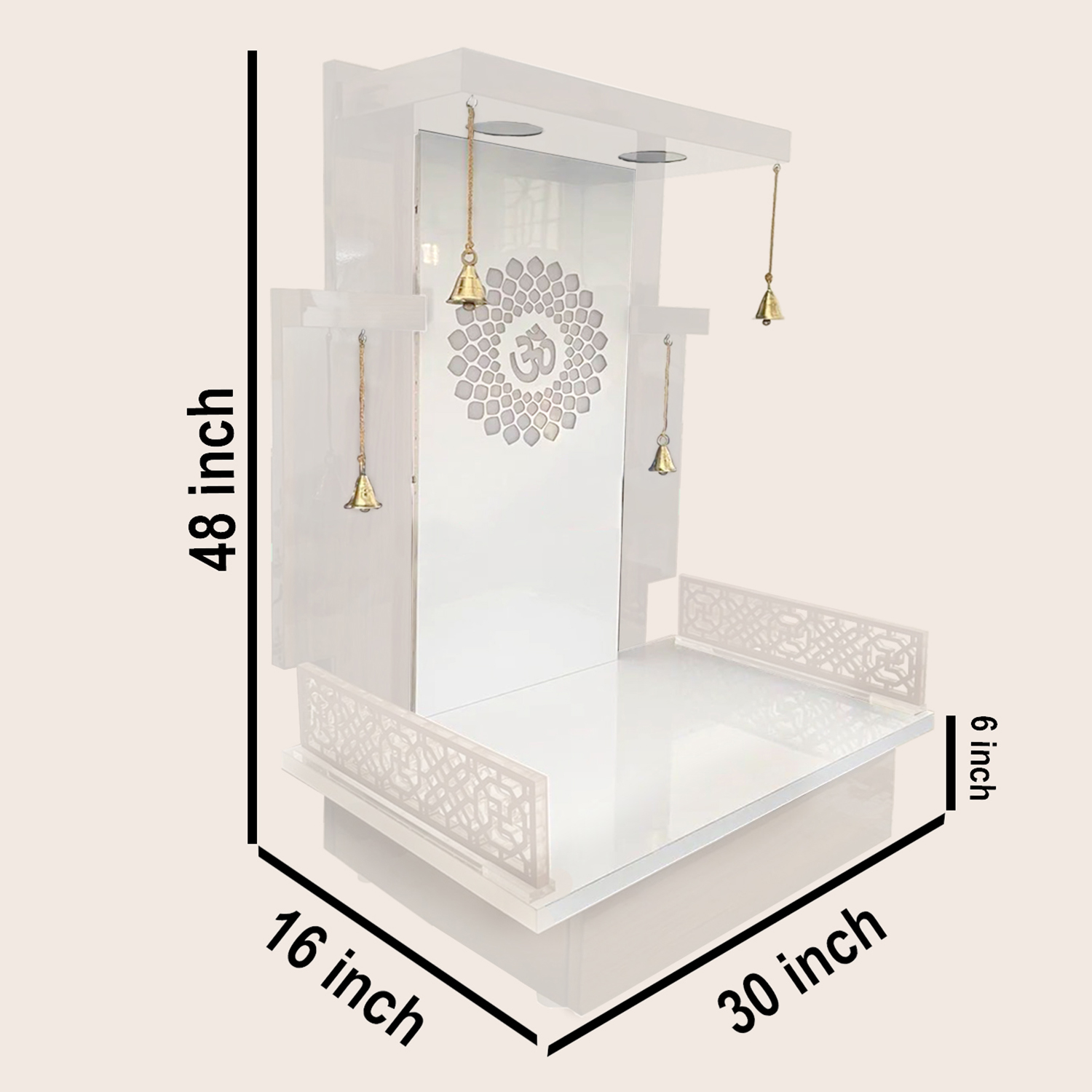 The Temple hub Wooden Temple | White Mandir With LED Light Puja Mandir For Home & Office Decor - Image 5
