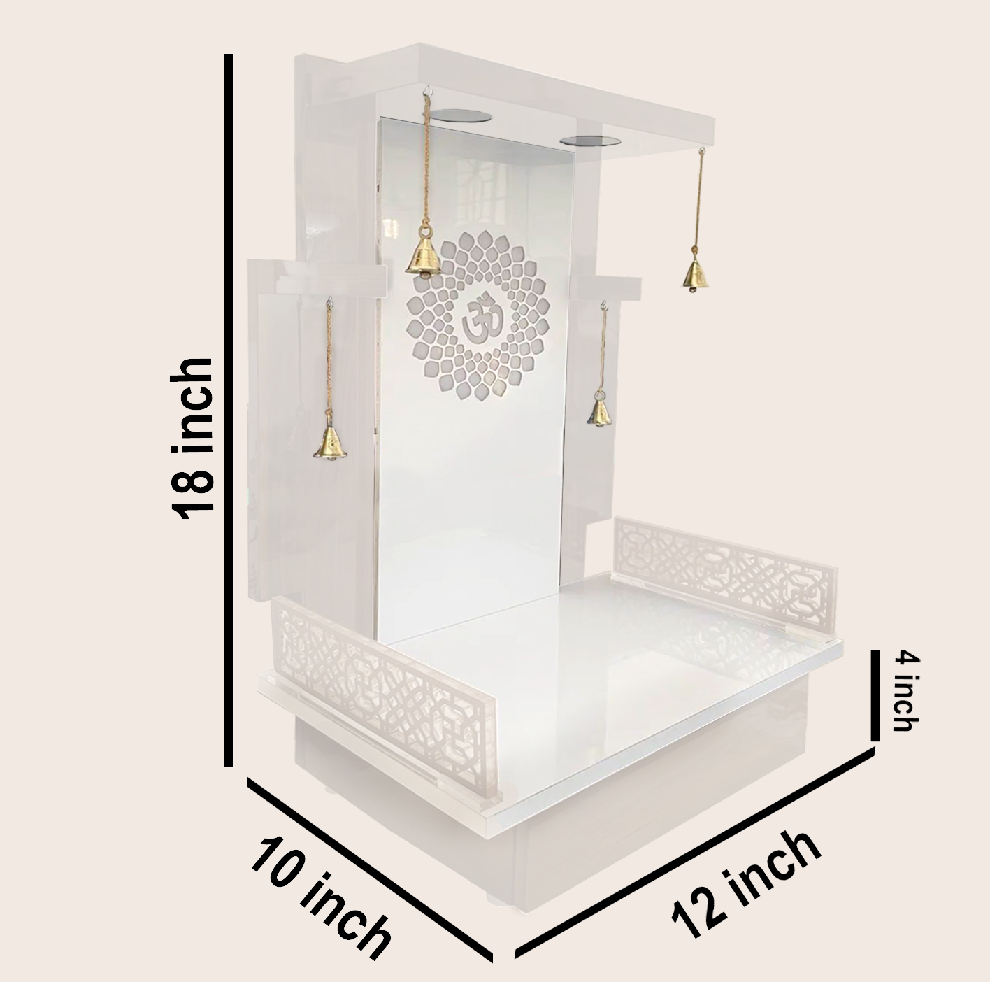 The Temple hub Wooden Temple | White Mandir With LED Light Puja Mandir For Home & Office Decor - Image 4