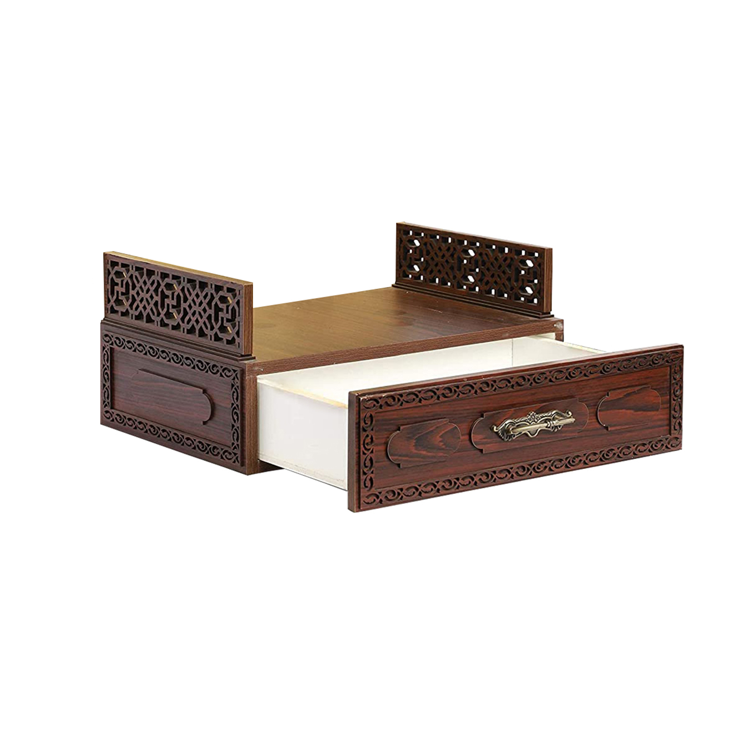 The Temple hub Wooden Temple | Brown Drawer Mandir With LED Light Puja Mandir For Home & Office Decor - Image 2
