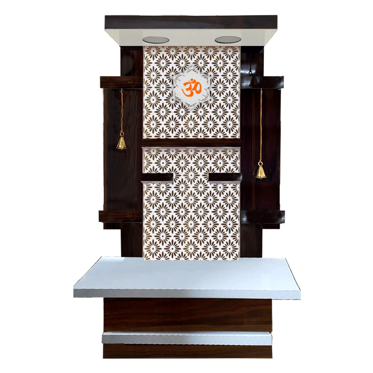 The Temple hub Wooden Temple | Brown Mandir With LED Light Puja Mandir For Home & Office Decor - Image 2